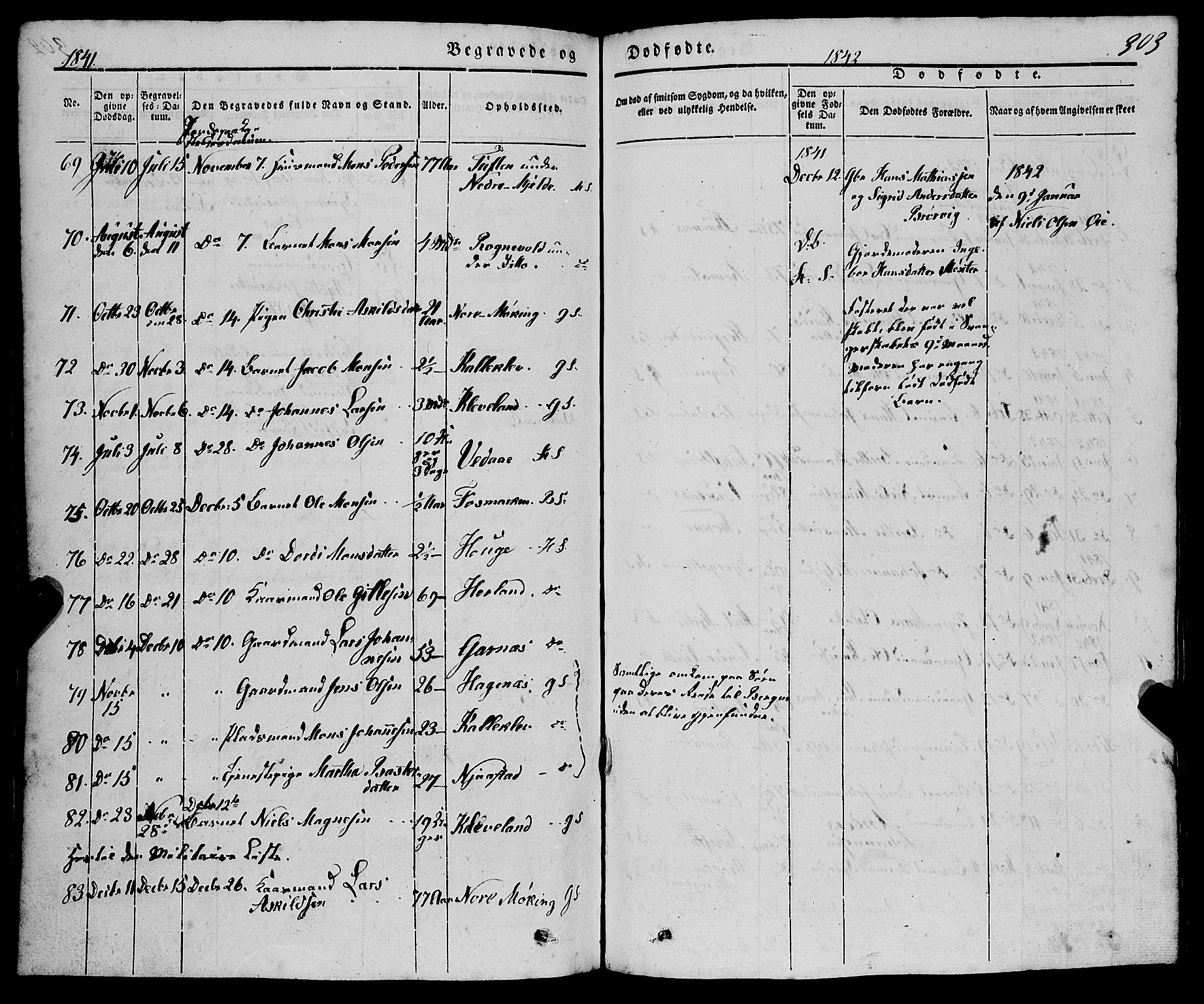 Haus sokneprestembete, AV/SAB-A-75601/H/Haa: Parish register (official) no. A 15, 1838-1847, p. 303