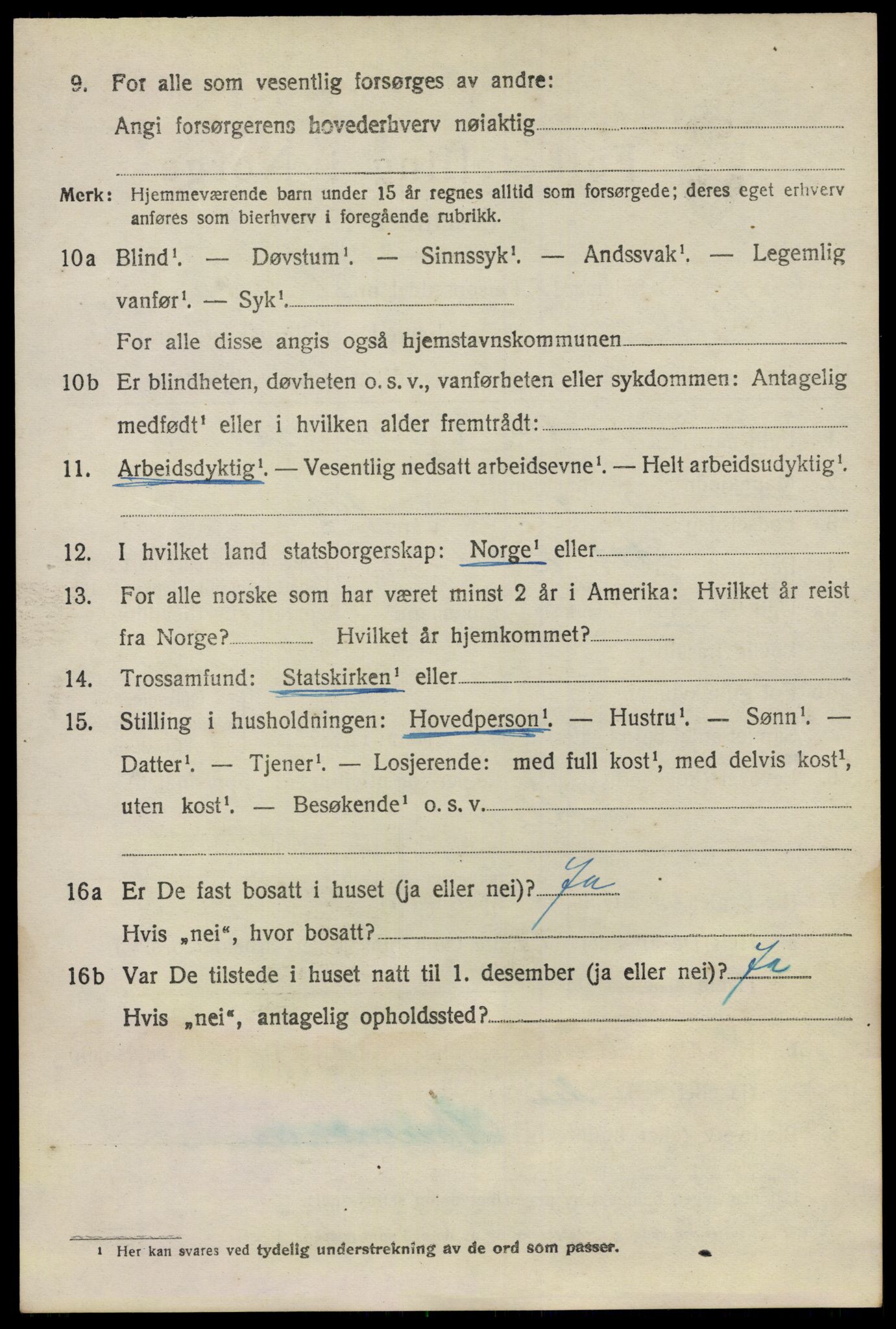 SAO, 1920 census for Nes, 1920, p. 9655