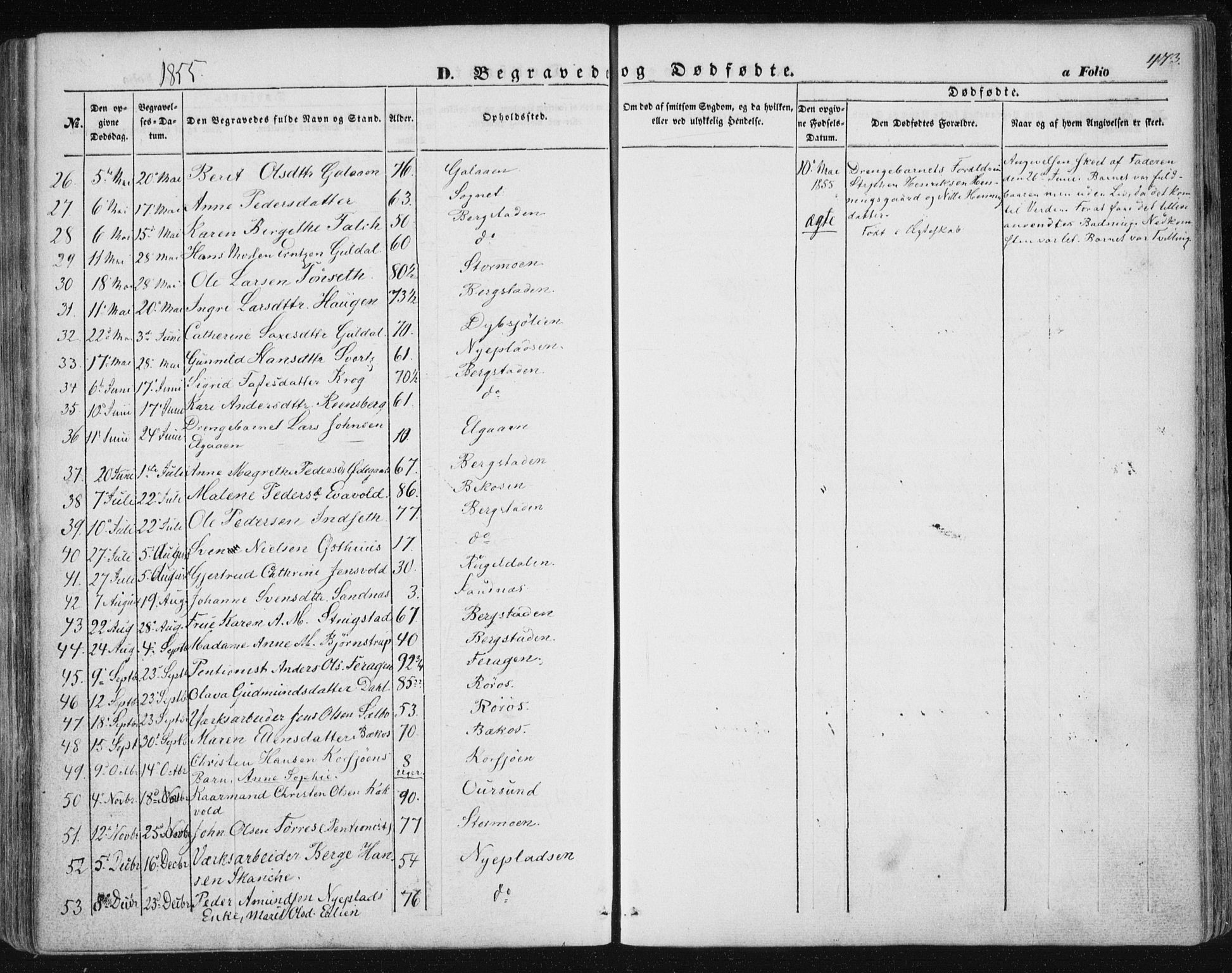Ministerialprotokoller, klokkerbøker og fødselsregistre - Sør-Trøndelag, SAT/A-1456/681/L0931: Parish register (official) no. 681A09, 1845-1859, p. 473