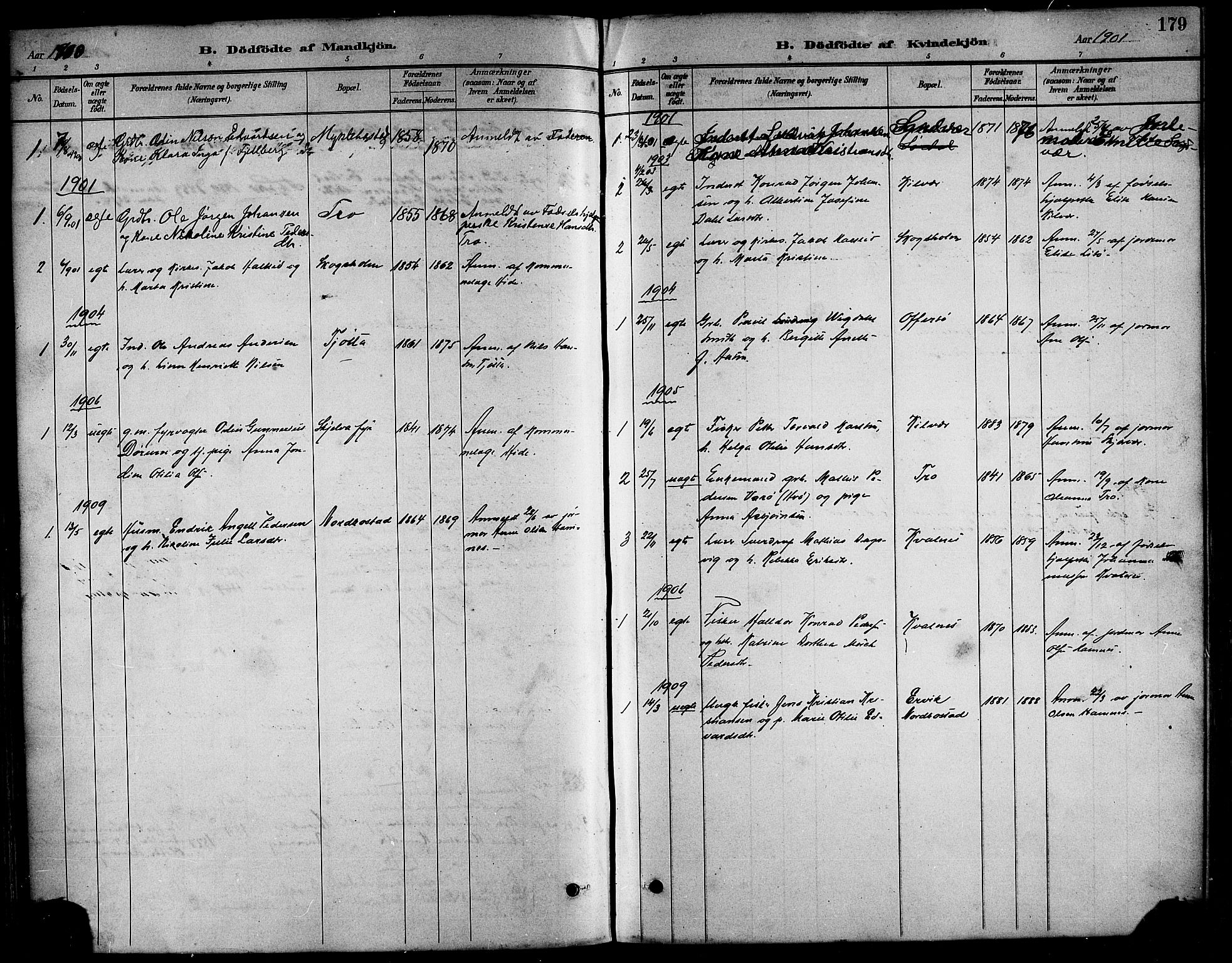 Ministerialprotokoller, klokkerbøker og fødselsregistre - Nordland, SAT/A-1459/817/L0268: Parish register (copy) no. 817C03, 1884-1920, p. 179