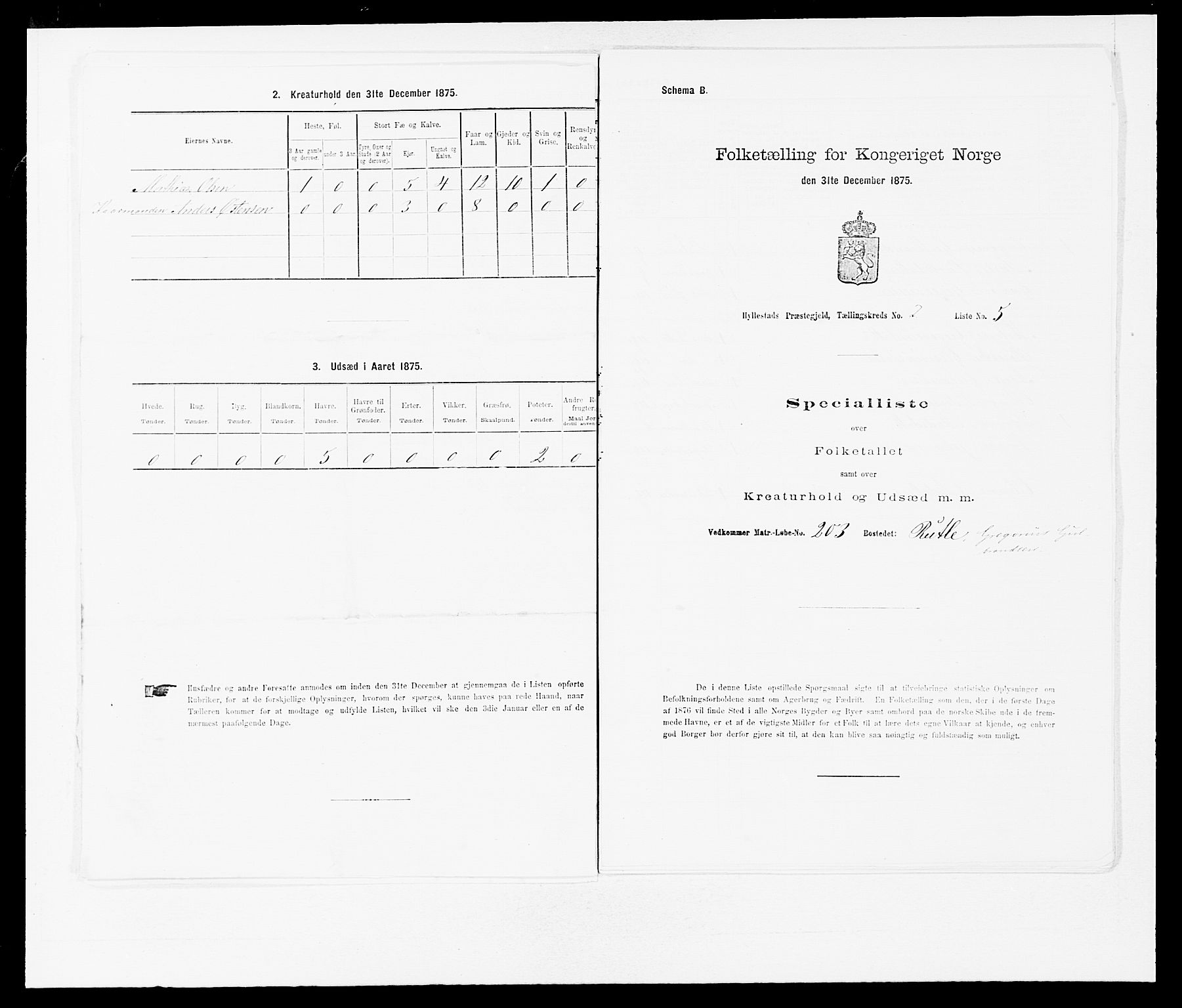 SAB, 1875 census for 1413P Hyllestad, 1875, p. 161