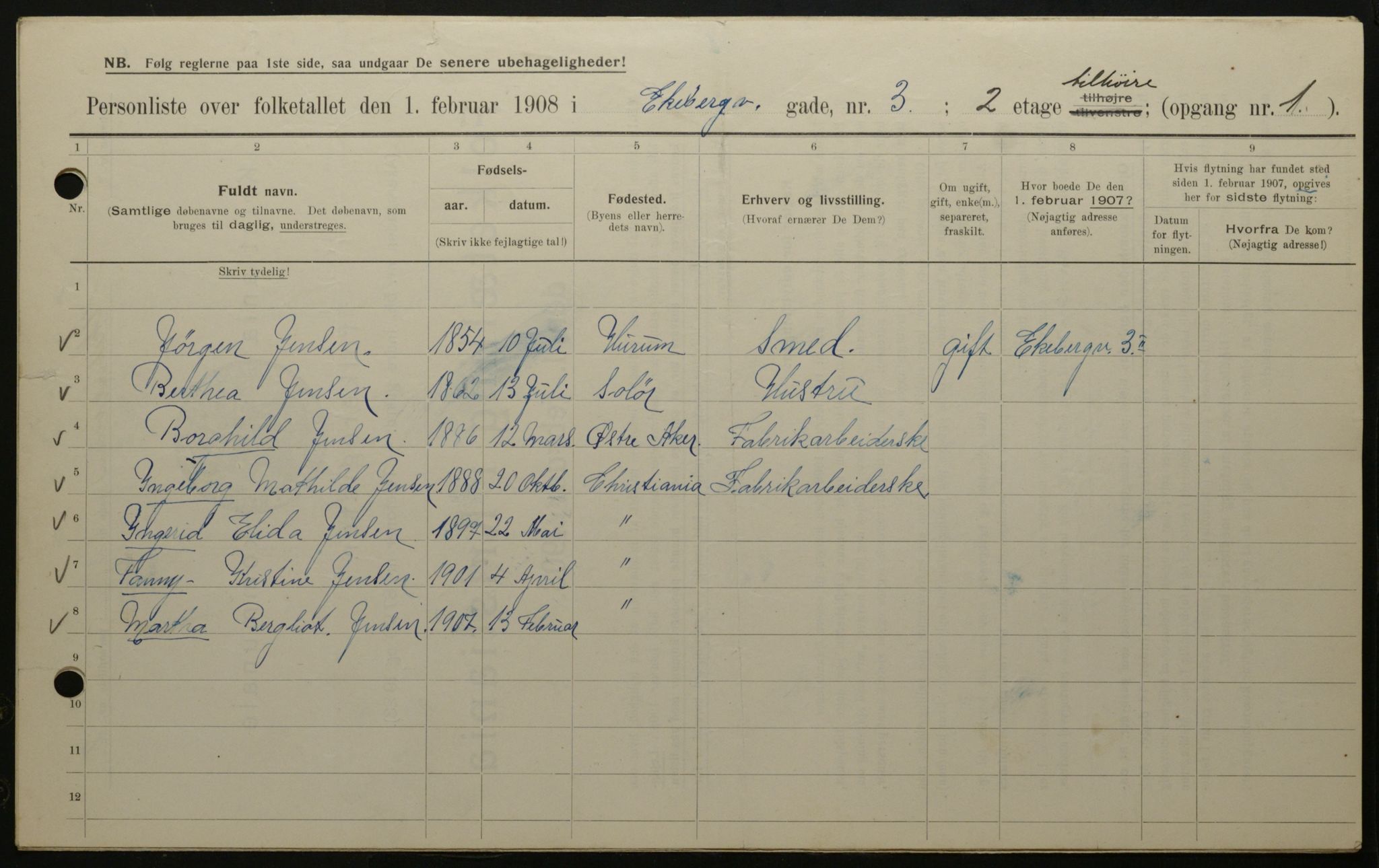 OBA, Municipal Census 1908 for Kristiania, 1908, p. 18443