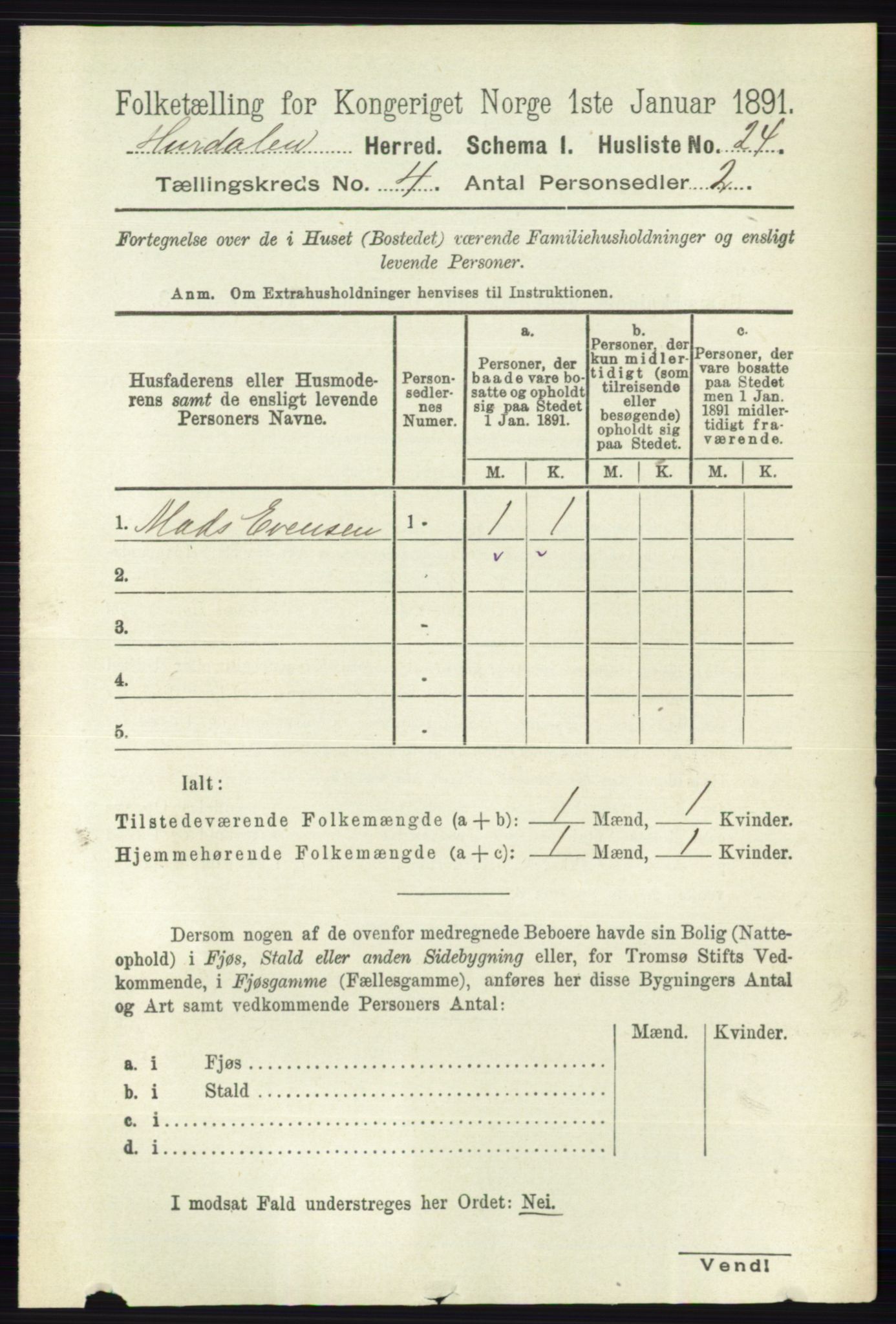 RA, 1891 census for 0239 Hurdal, 1891, p. 1348