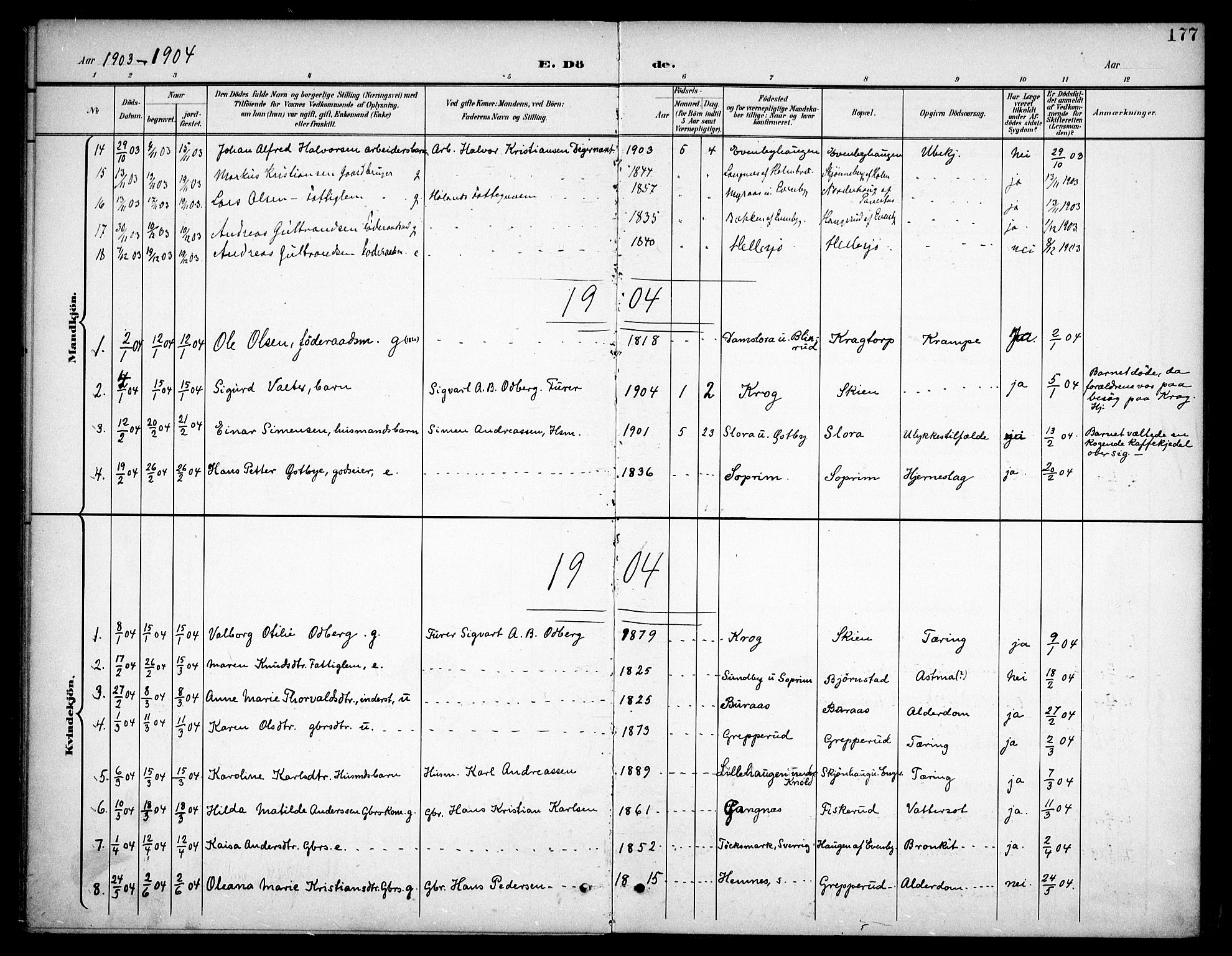 Høland prestekontor Kirkebøker, AV/SAO-A-10346a/F/Fb/L0003: Parish register (official) no. II 3, 1897-1912, p. 177