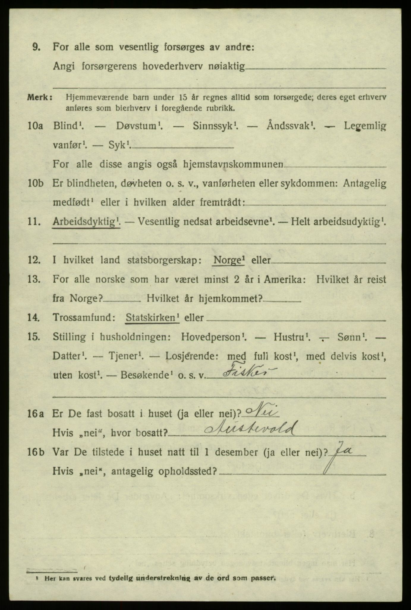 SAB, 1920 census for Hosanger, 1920, p. 1898