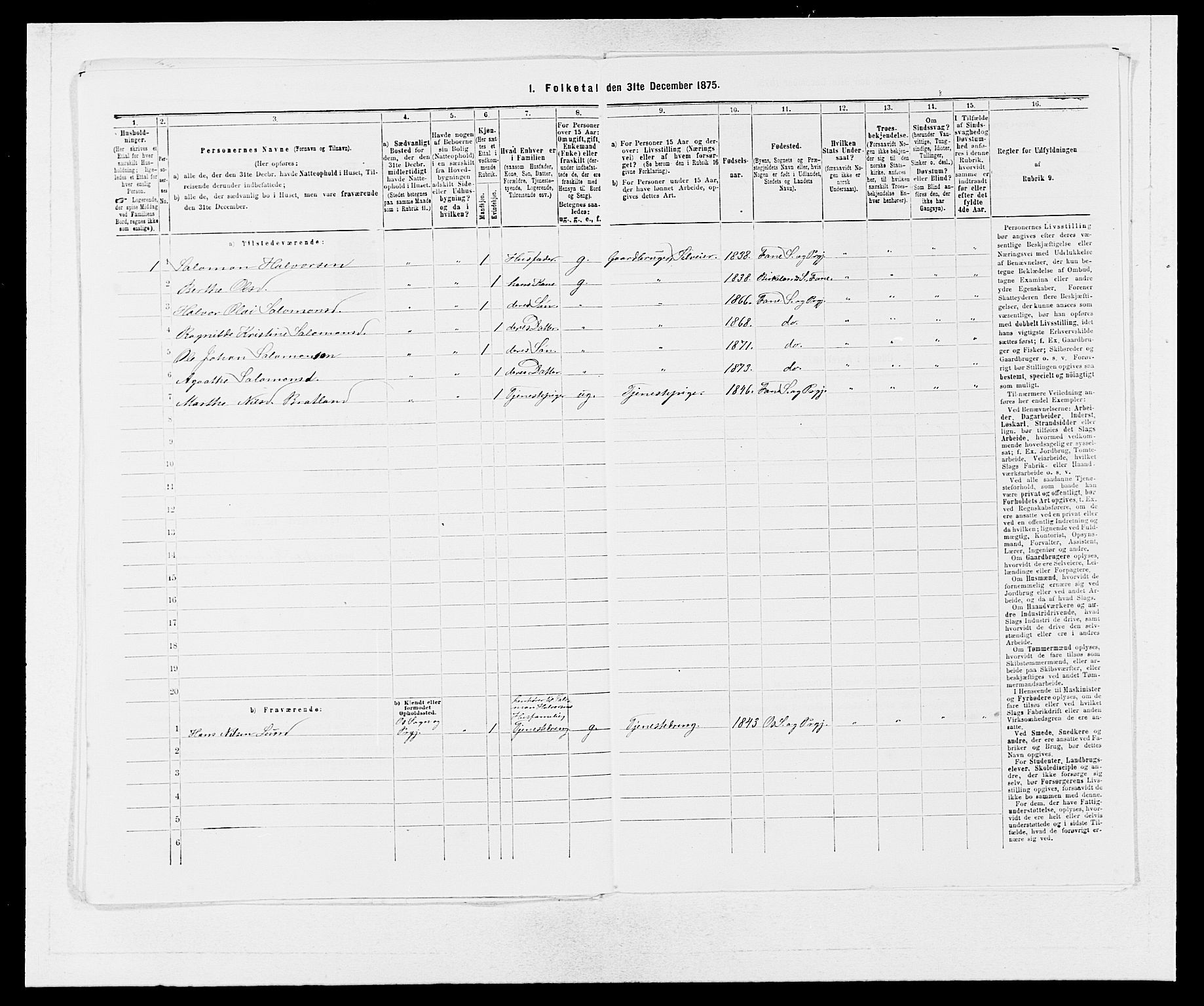 SAB, 1875 census for 1249P Fana, 1875, p. 651