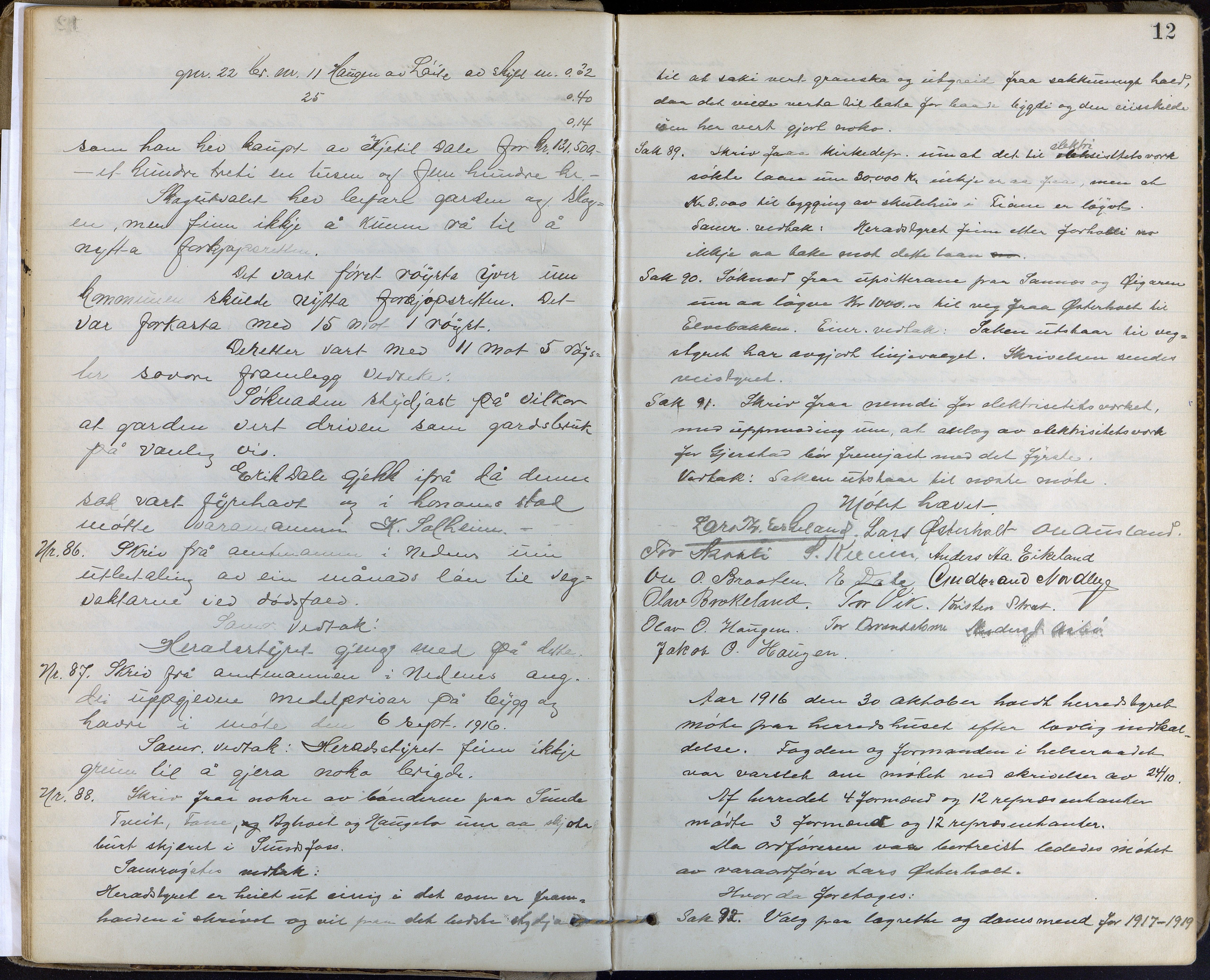 Gjerstad kommune, Kommunestyret, AAKS/KA0911-121_05/A01/L0005: Møtebok, 1916-1923, p. 12