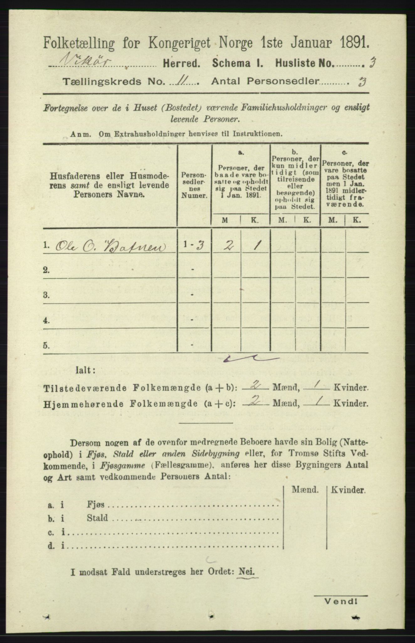 RA, 1891 census for 1238 Vikør, 1891, p. 3129