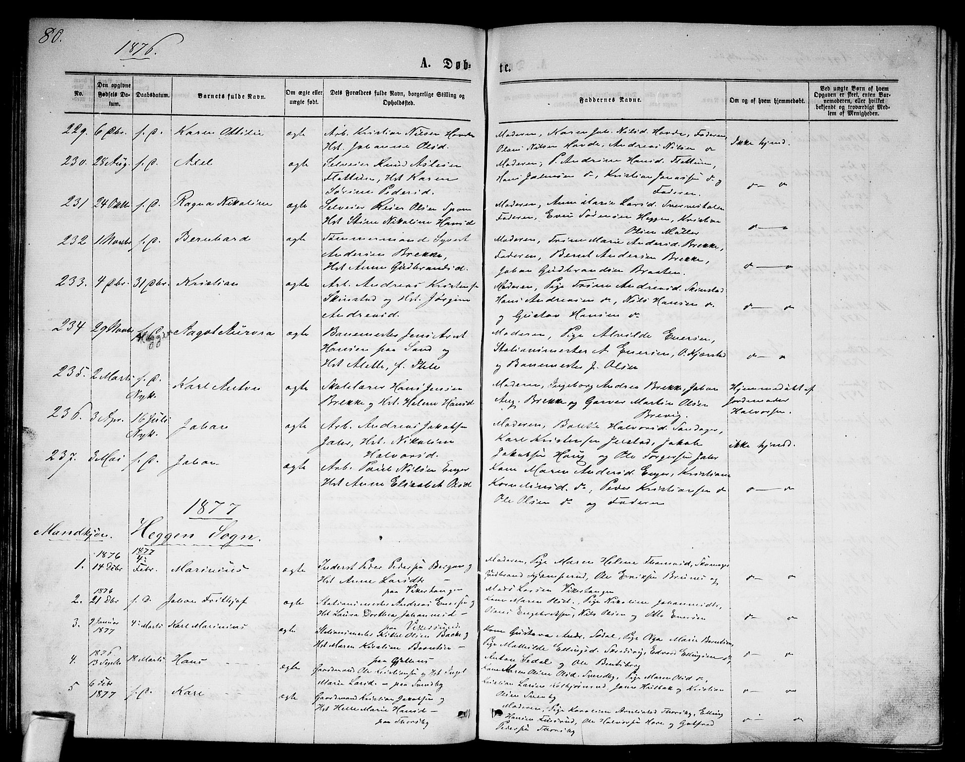 Modum kirkebøker, SAKO/A-234/G/Ga/L0007: Parish register (copy) no. I 7, 1869-1878, p. 80