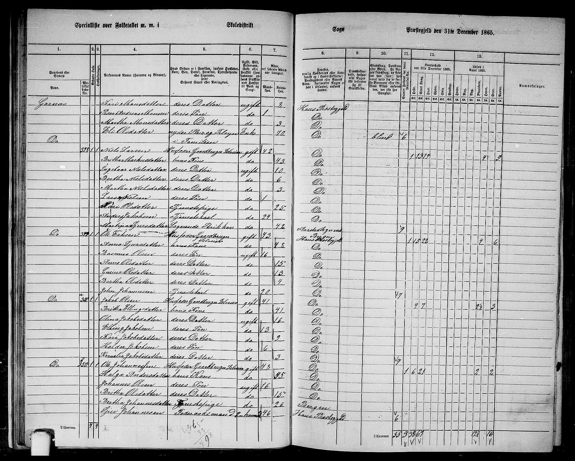 RA, 1865 census for Haus, 1865, p. 34