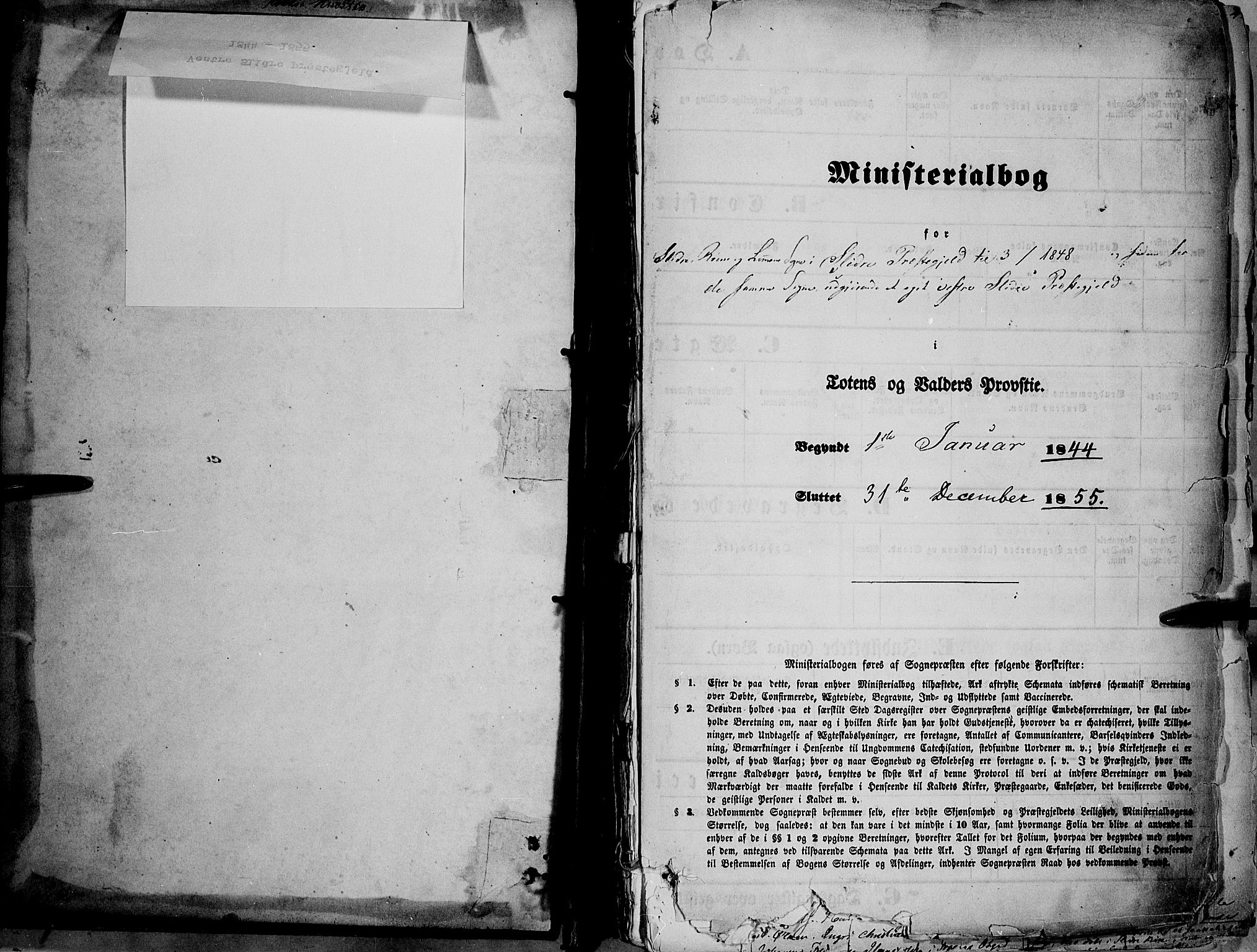 Vestre Slidre prestekontor, SAH/PREST-136/H/Ha/Haa/L0001: Parish register (official) no. 1, 1844-1855