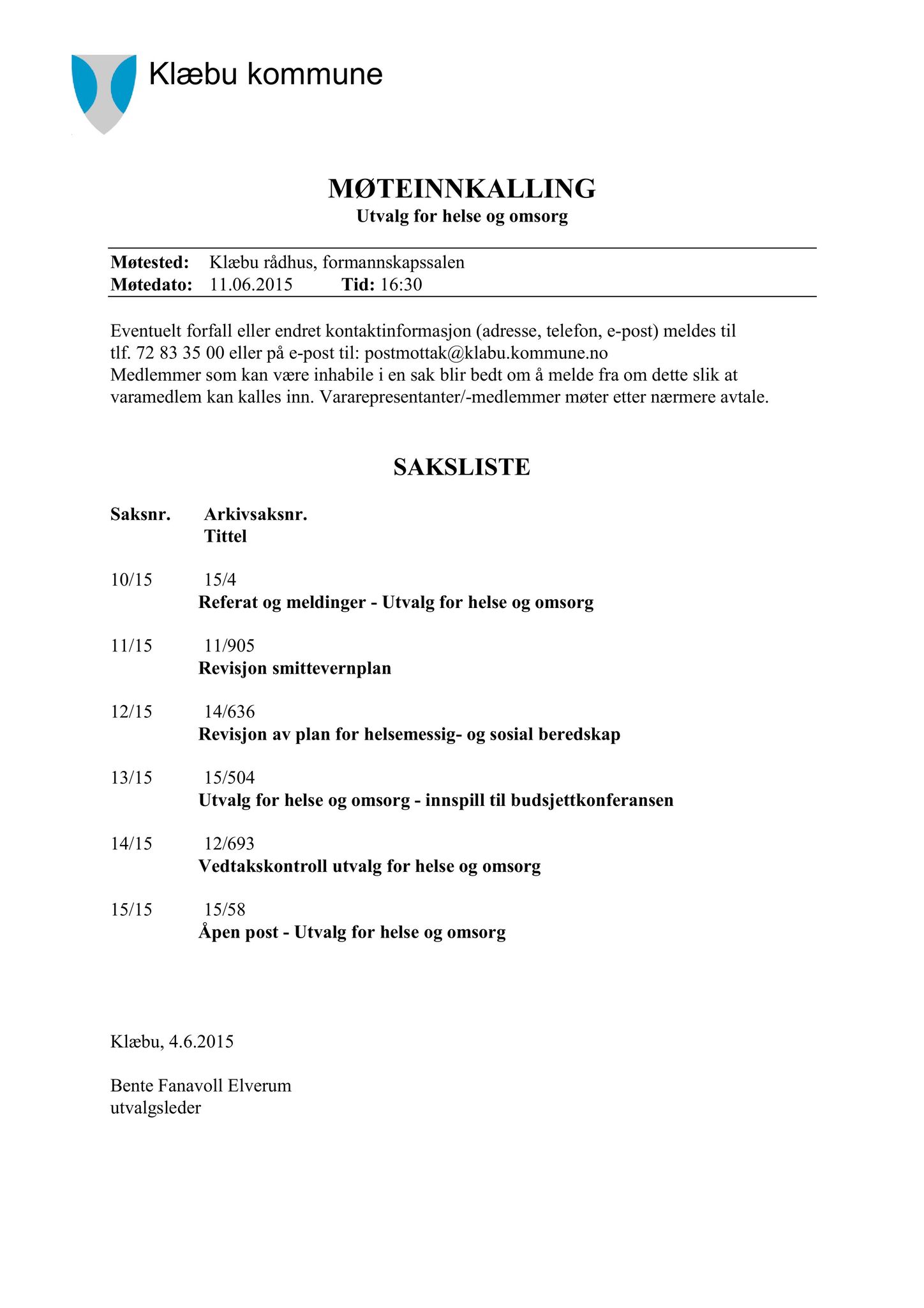 Klæbu Kommune, TRKO/KK/05-UOm/L006: Utvalg for omsorg - Møtedokumenter, 2015, p. 158