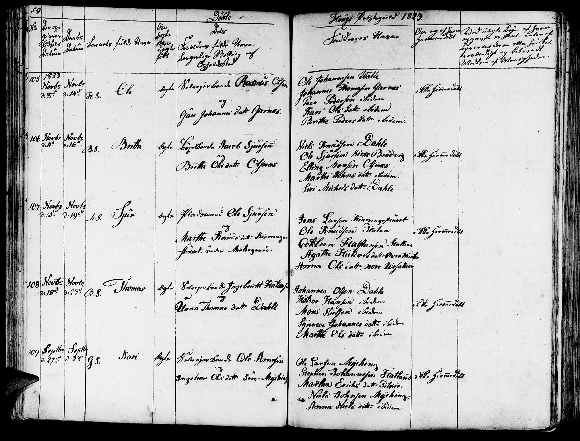 Haus sokneprestembete, AV/SAB-A-75601/H/Haa: Parish register (official) no. A 13, 1821-1827, p. 59