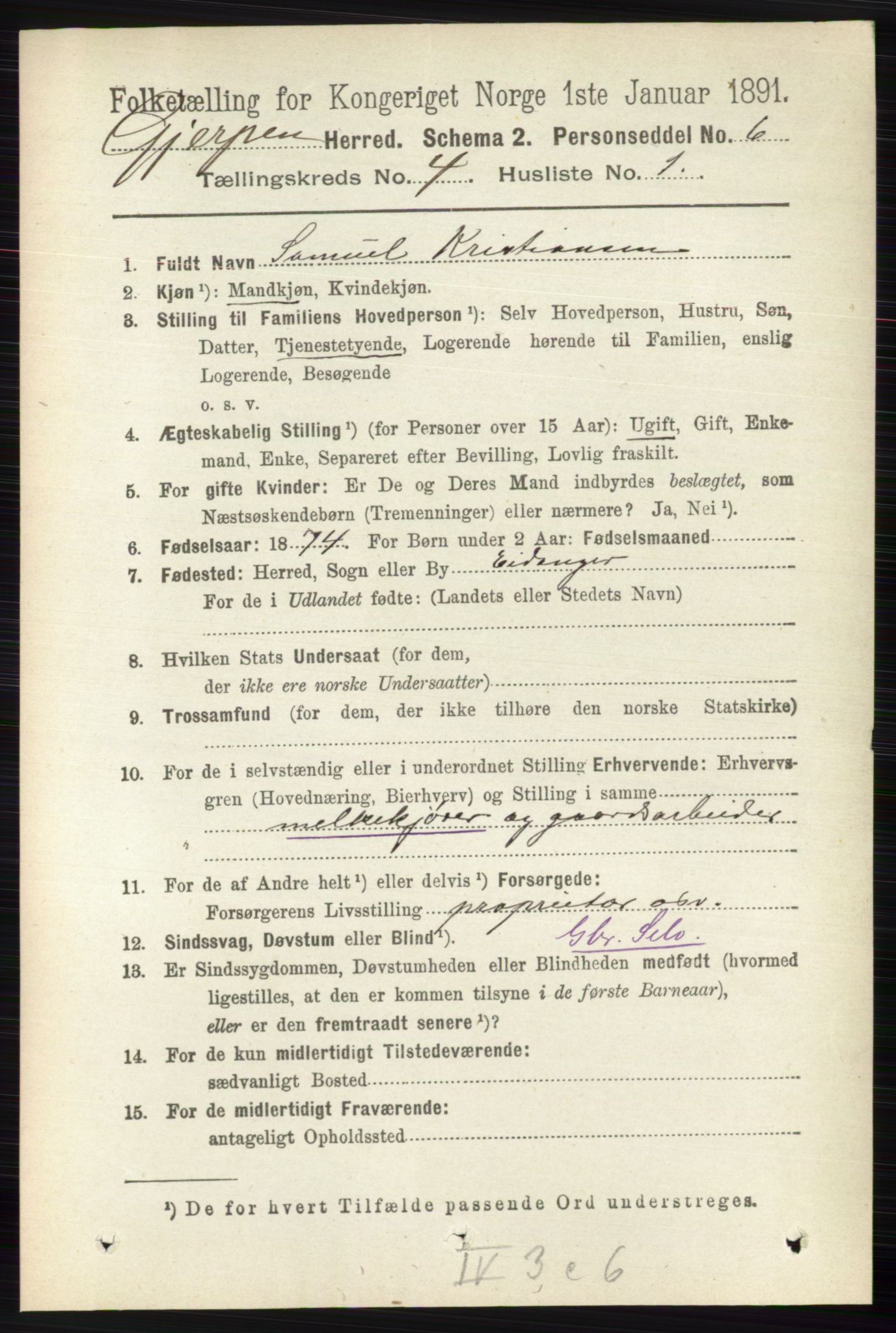 RA, 1891 census for 0812 Gjerpen, 1891, p. 1955