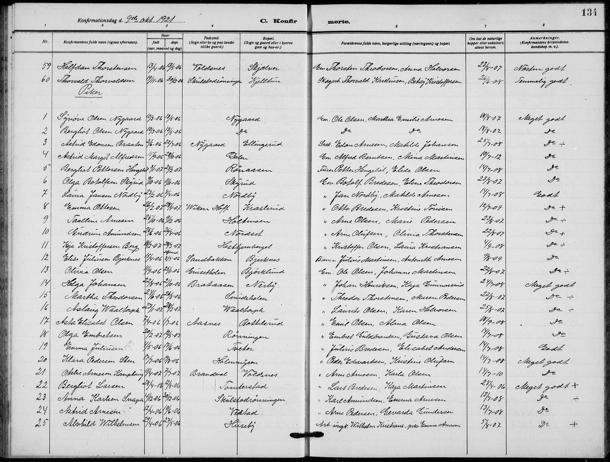 Grue prestekontor, AV/SAH-PREST-036/H/Ha/Hab/L0008: Parish register (copy) no. 8, 1921-1934, p. 134