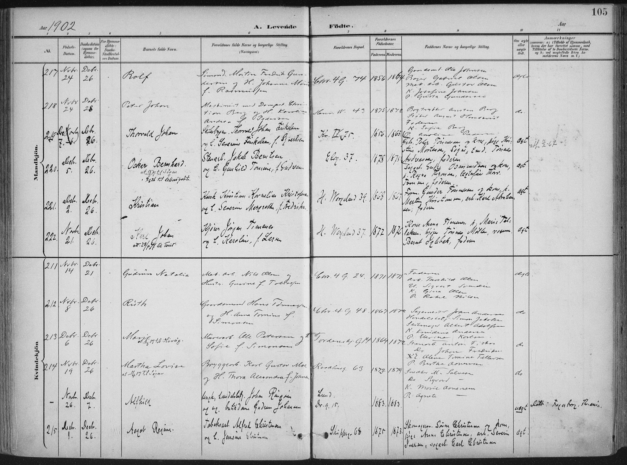 Kristiansand domprosti, AV/SAK-1112-0006/F/Fa/L0021: Parish register (official) no. A 20, 1898-1908, p. 105