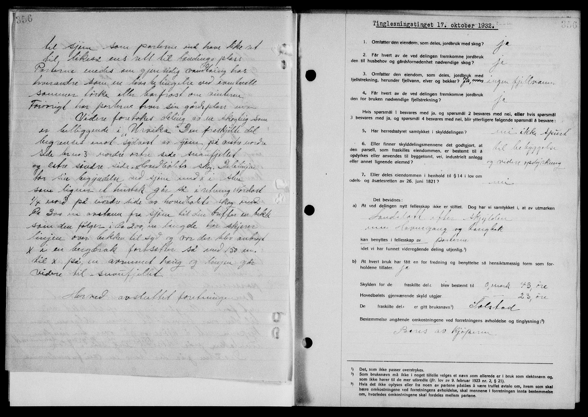 Steigen og Ofoten sorenskriveri, SAT/A-0030/1/2/2C/L0022/0001: Mortgage book no. 25-II og 26-I, 1932-1933, Deed date: 17.10.1932