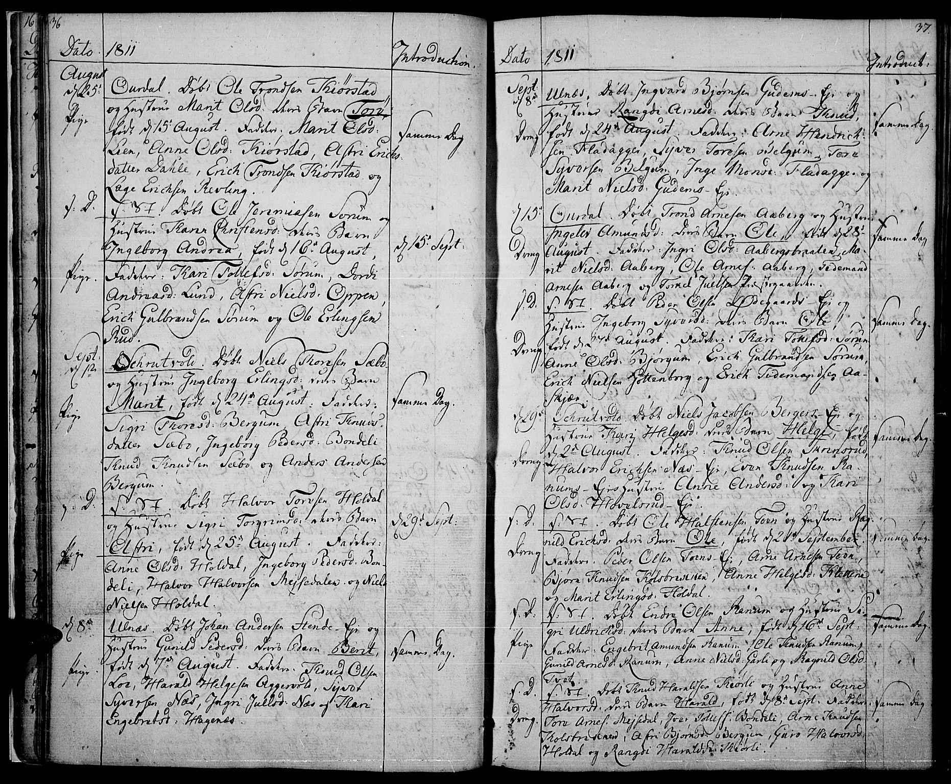 Nord-Aurdal prestekontor, AV/SAH-PREST-132/H/Ha/Haa/L0001: Parish register (official) no. 1, 1808-1815, p. 36-37