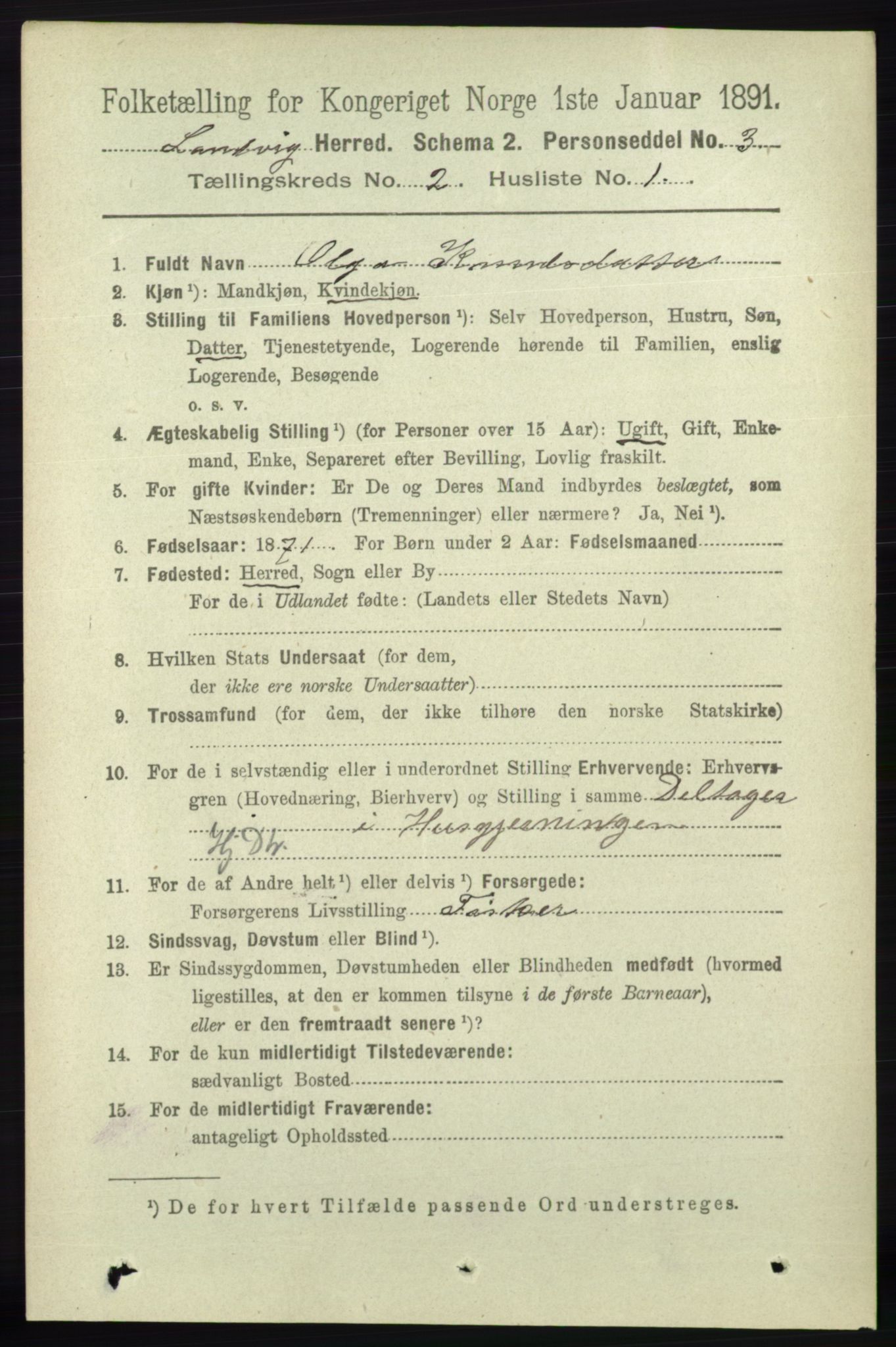 RA, 1891 census for 0924 Landvik, 1891, p. 337