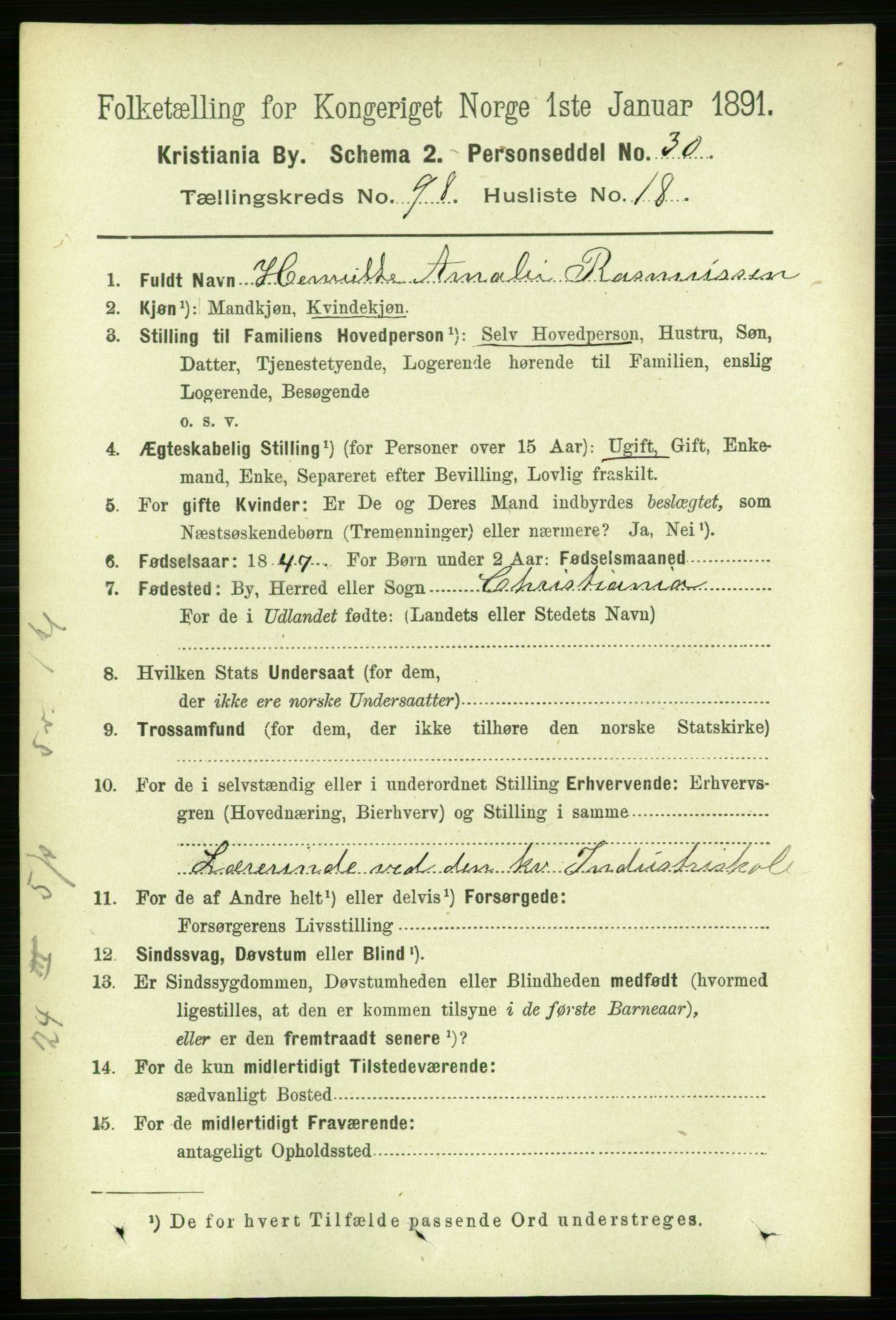 RA, 1891 census for 0301 Kristiania, 1891, p. 48262