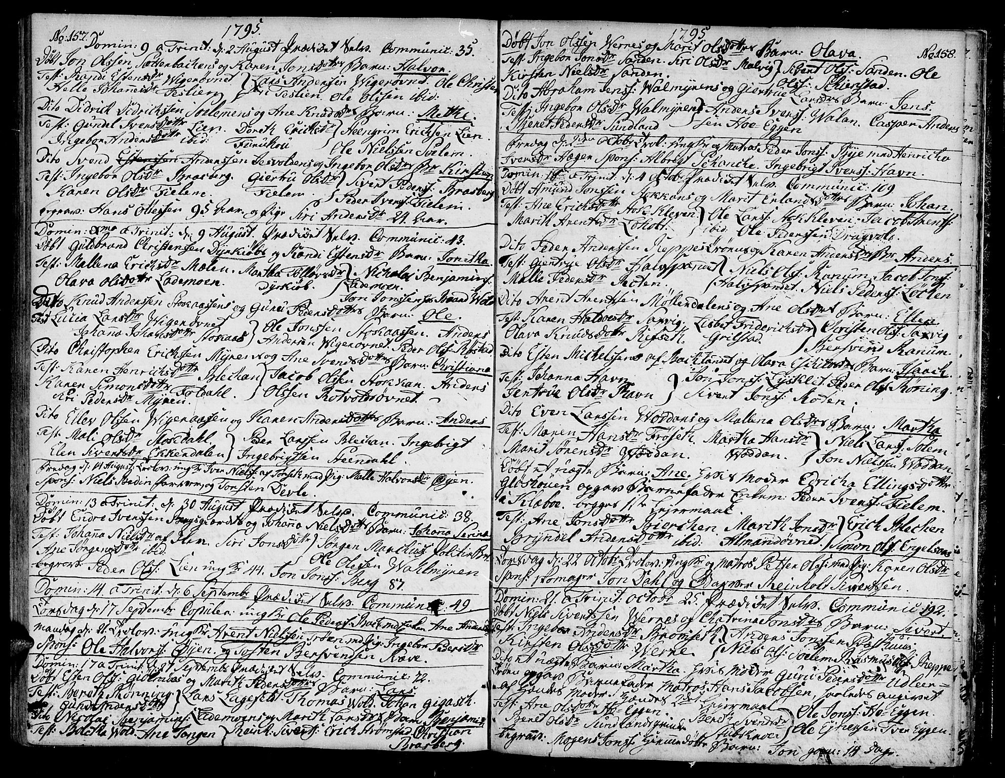 Ministerialprotokoller, klokkerbøker og fødselsregistre - Sør-Trøndelag, SAT/A-1456/604/L0180: Parish register (official) no. 604A01, 1780-1797, p. 157-158
