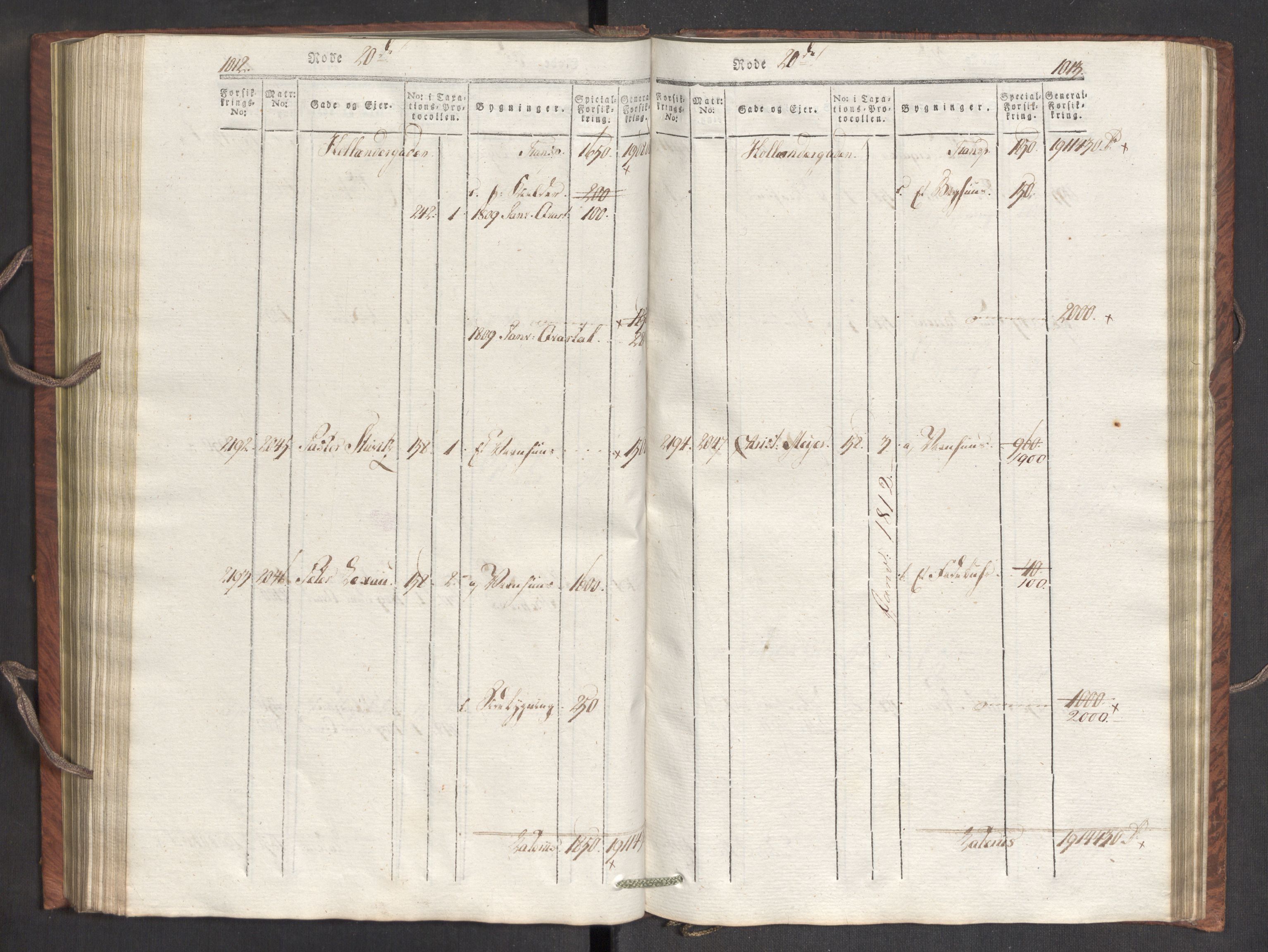 Kommersekollegiet, Brannforsikringskontoret 1767-1814, AV/RA-EA-5458/F/Fa/L0007/0002: Bergen / Branntakstprotokoll, 1807-1817, p. 1012-1013