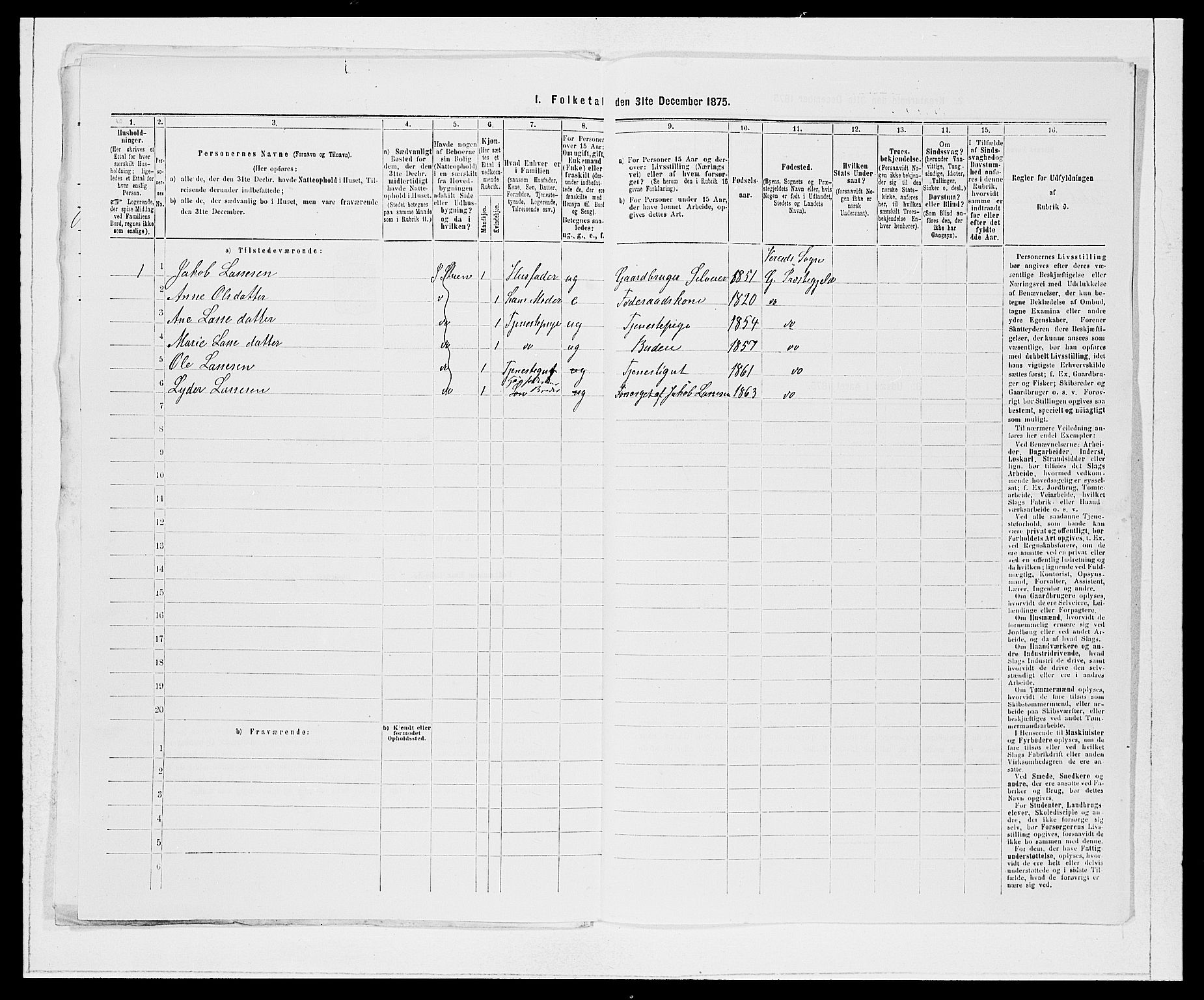 SAB, 1875 Census for 1445P Gloppen, 1875, p. 718