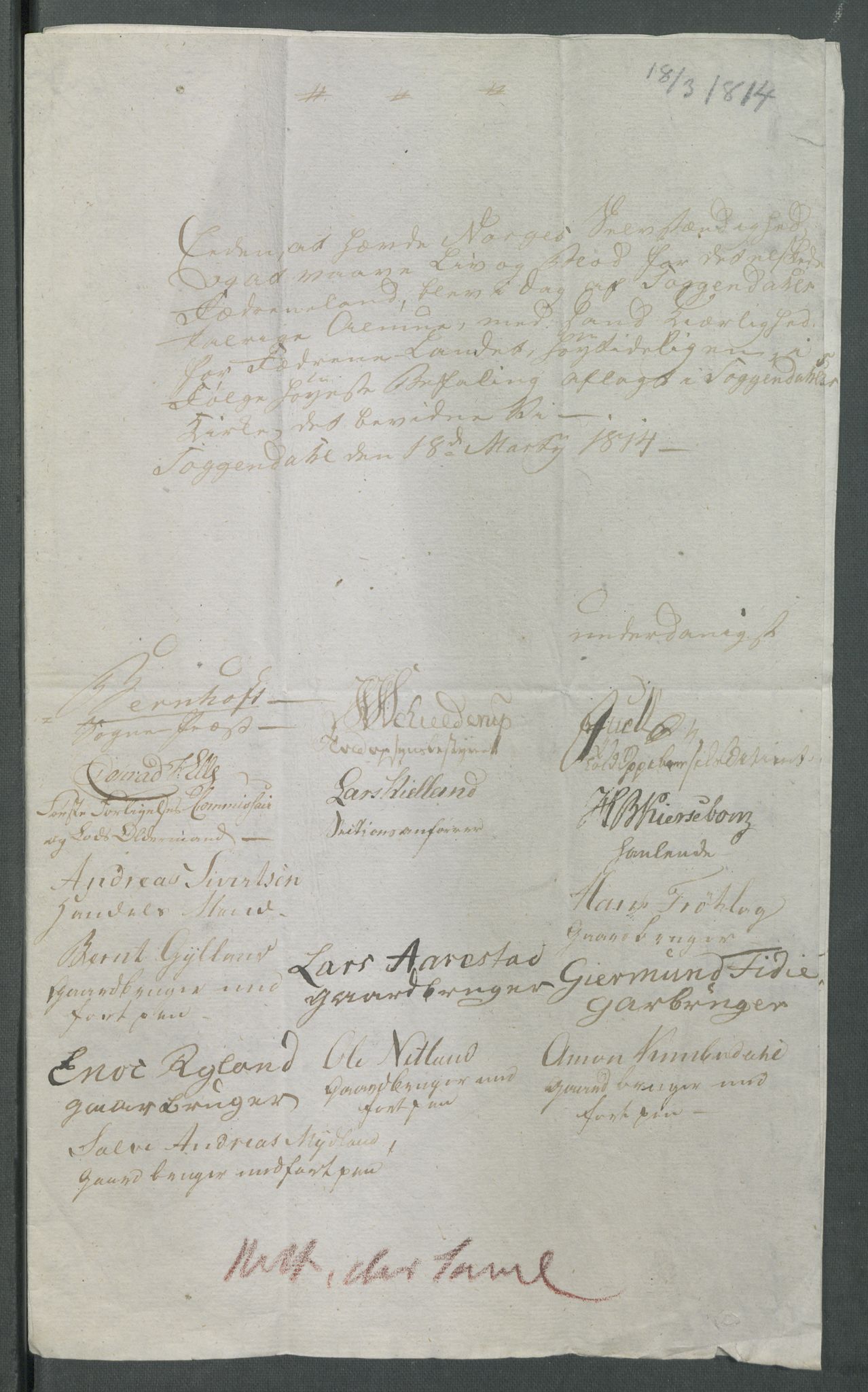 Forskjellige samlinger, Historisk-kronologisk samling, AV/RA-EA-4029/G/Ga/L0009A: Historisk-kronologisk samling. Dokumenter fra januar og ut september 1814. , 1814, p. 36