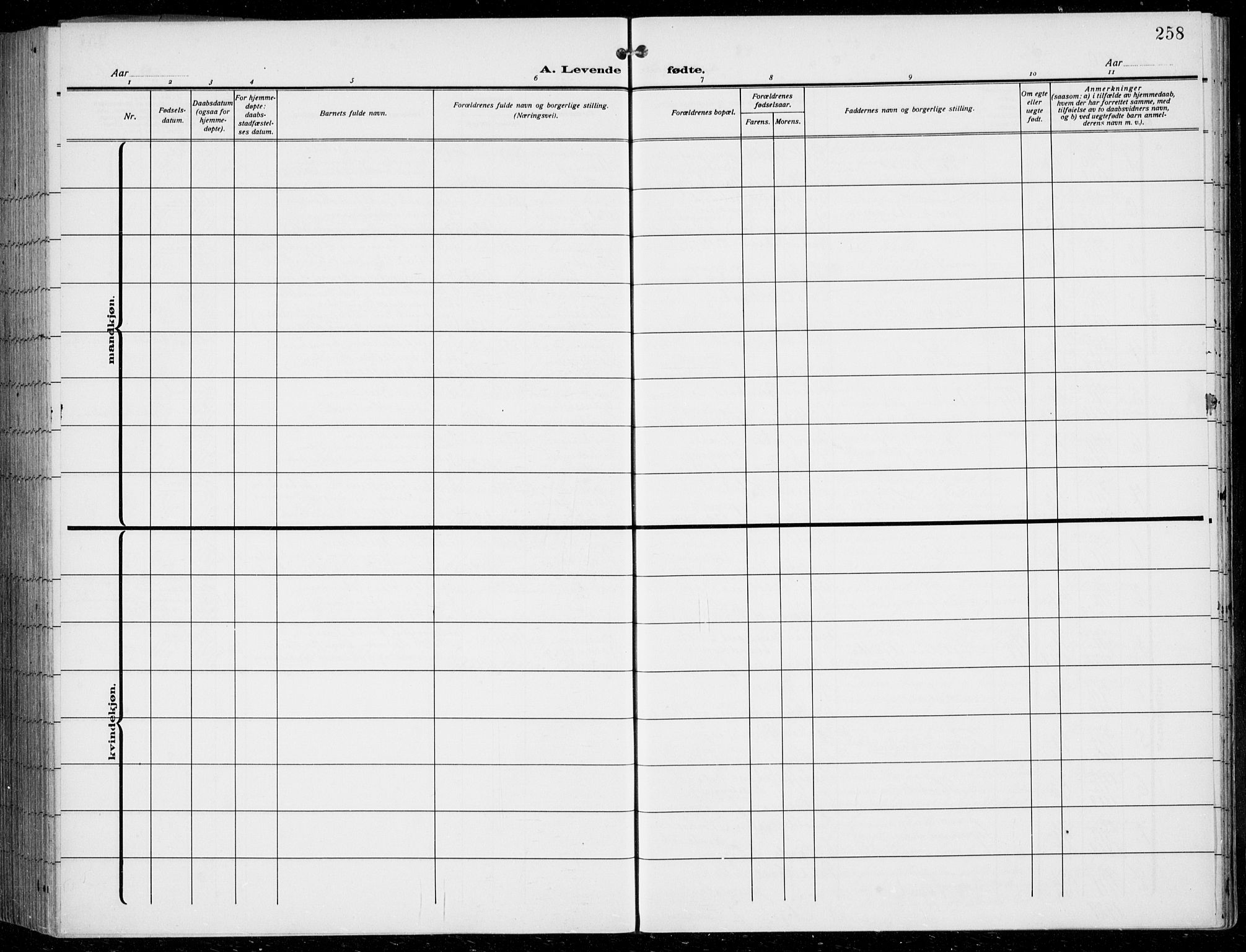 Johanneskirken sokneprestembete, AV/SAB-A-76001/H/Hab: Parish register (copy) no. A 3, 1913-1934, p. 258