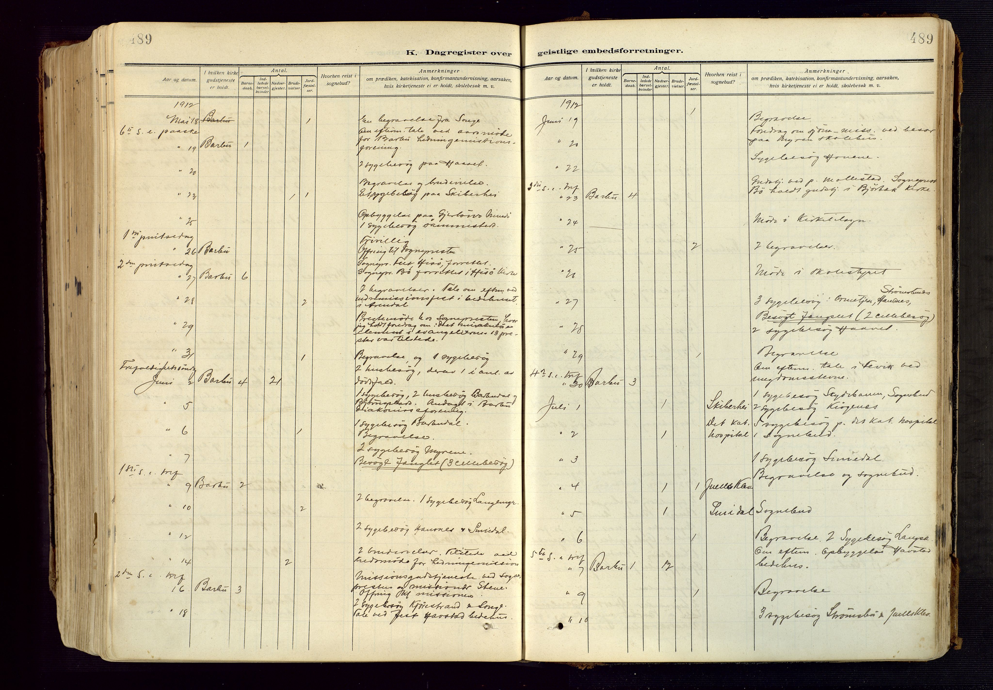 Barbu sokneprestkontor, AV/SAK-1111-0003/F/Fa/L0006: Parish register (official) no. A 6, 1910-1929, p. 489