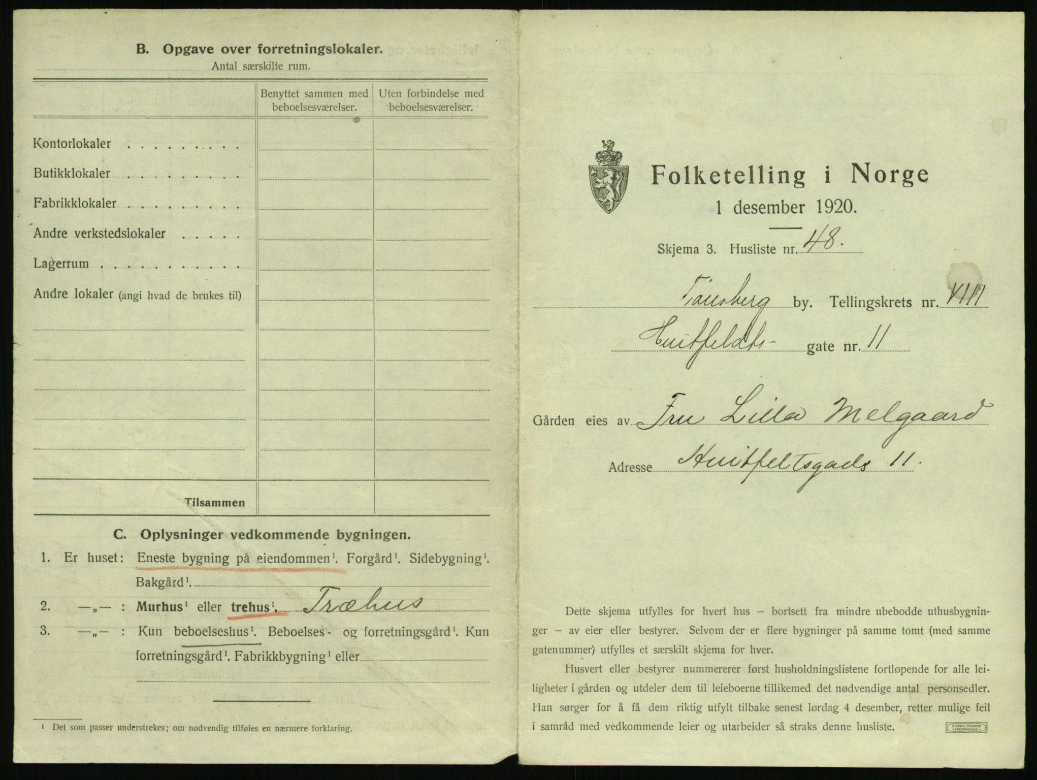 SAKO, 1920 census for Tønsberg, 1920, p. 925