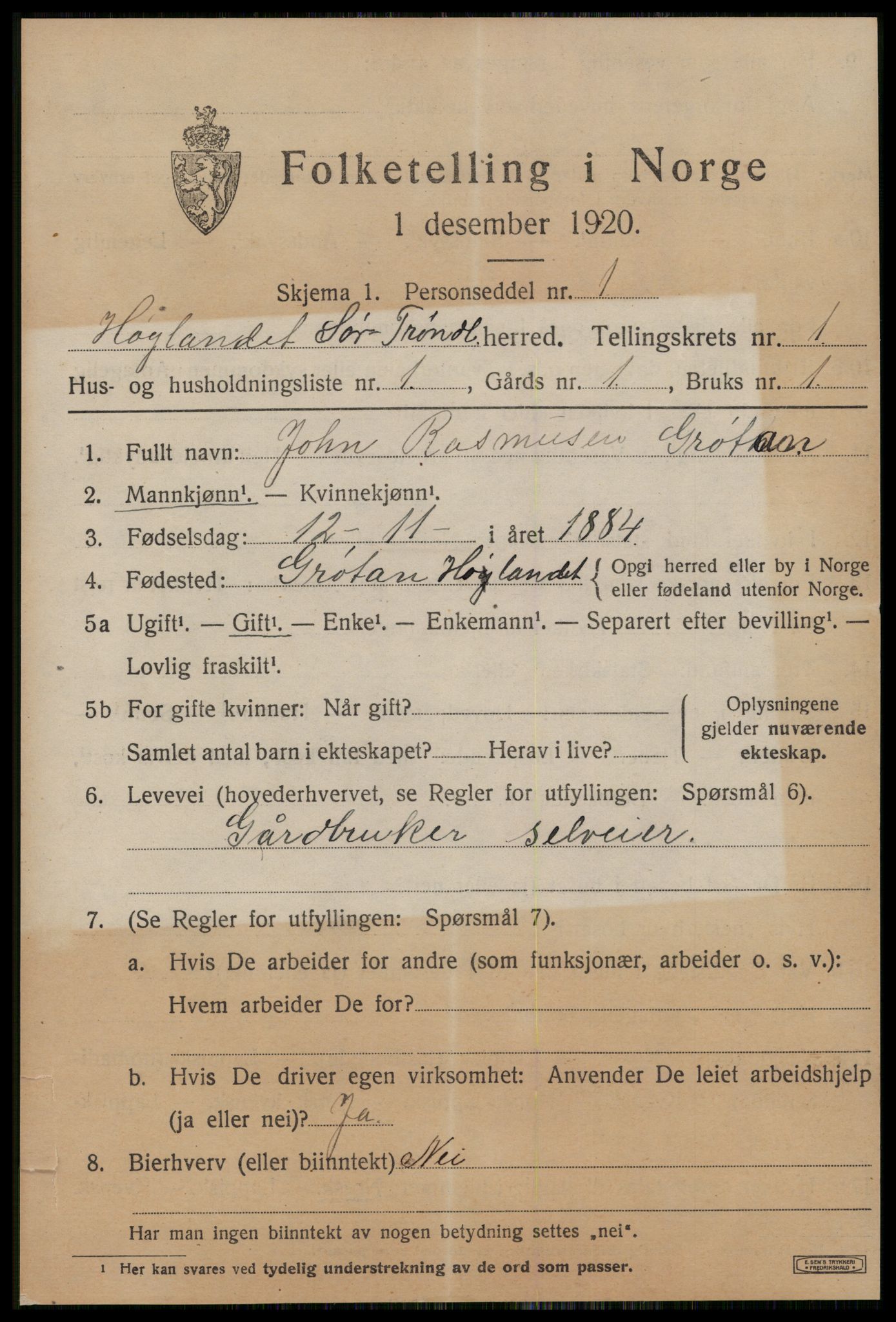 SAT, 1920 census for Hølonda, 1920, p. 403
