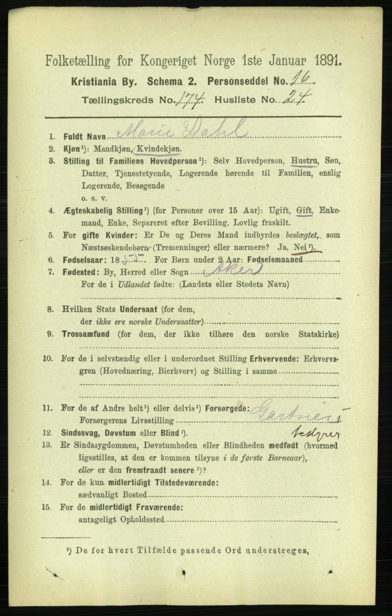 RA, 1891 census for 0301 Kristiania, 1891, p. 104513