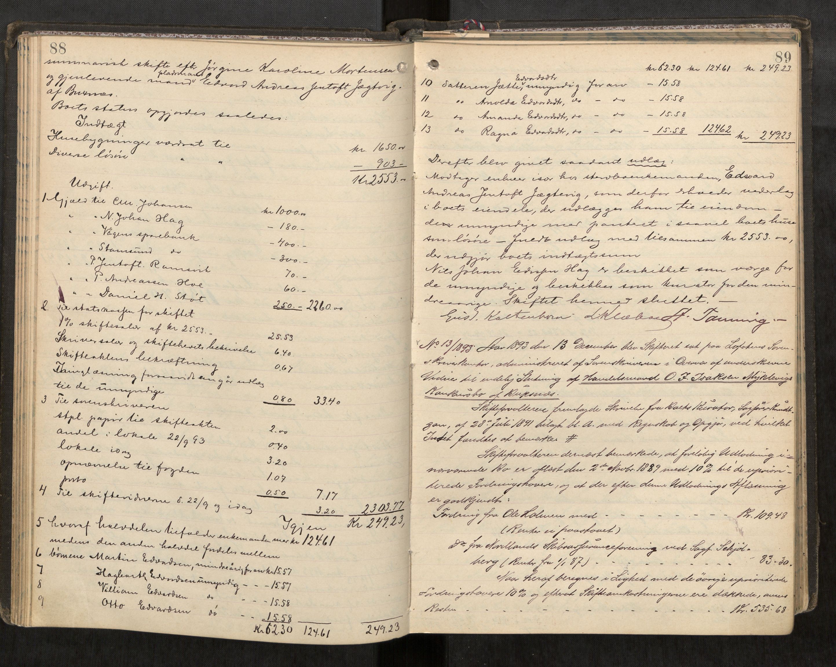 Lofoten sorenskriveri, AV/SAT-A-0017/1/3/3A/L0005: Skifteprotokoll, 1892-1897, p. 88-89