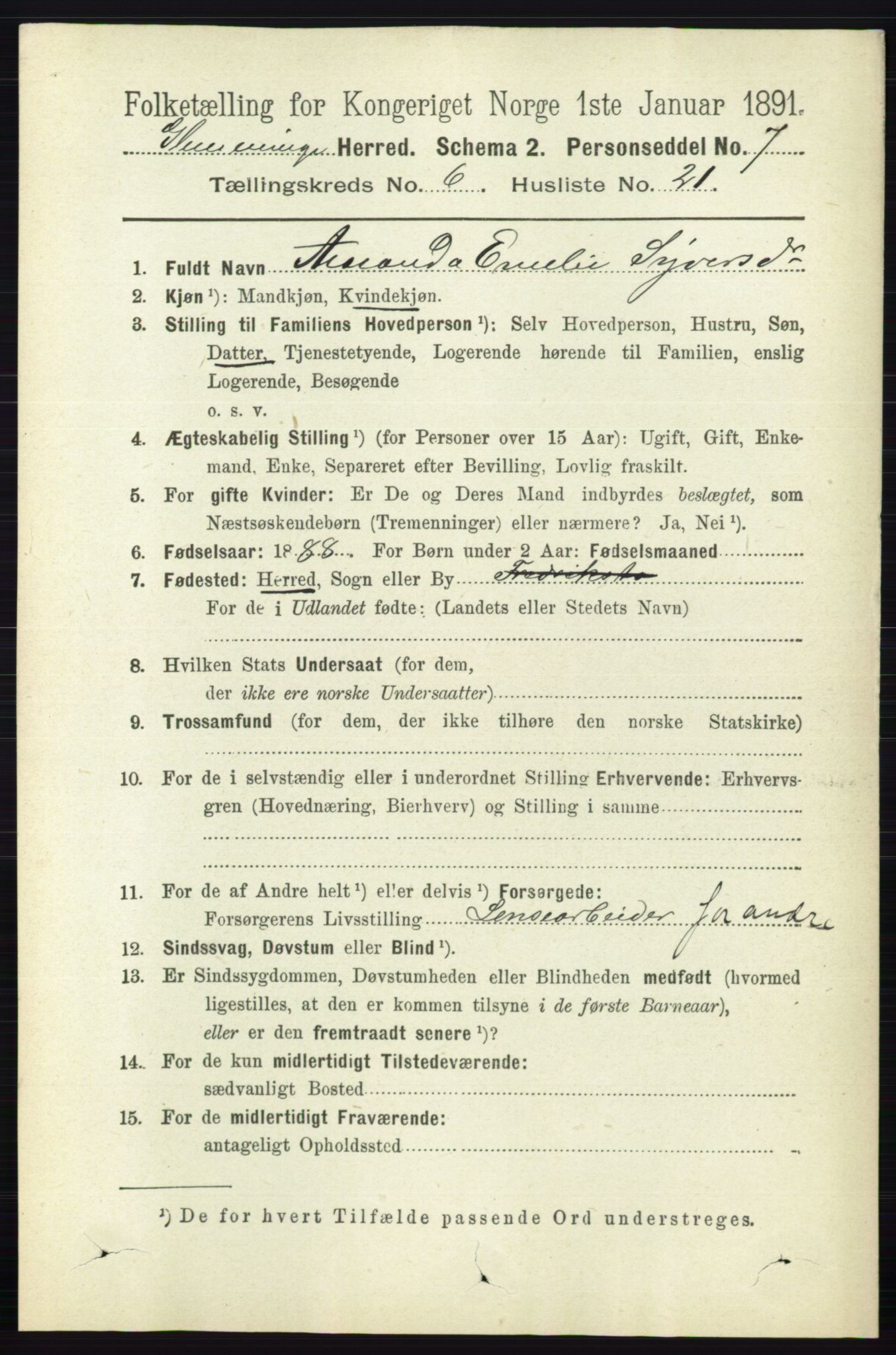 RA, 1891 census for 0132 Glemmen, 1891, p. 7670