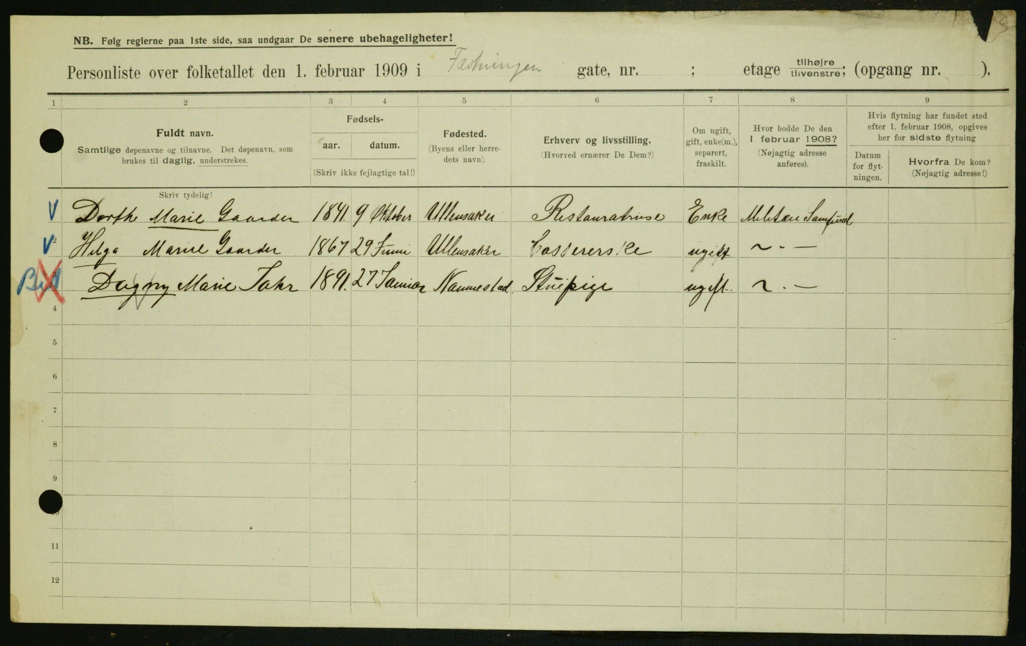 OBA, Municipal Census 1909 for Kristiania, 1909, p. 21838