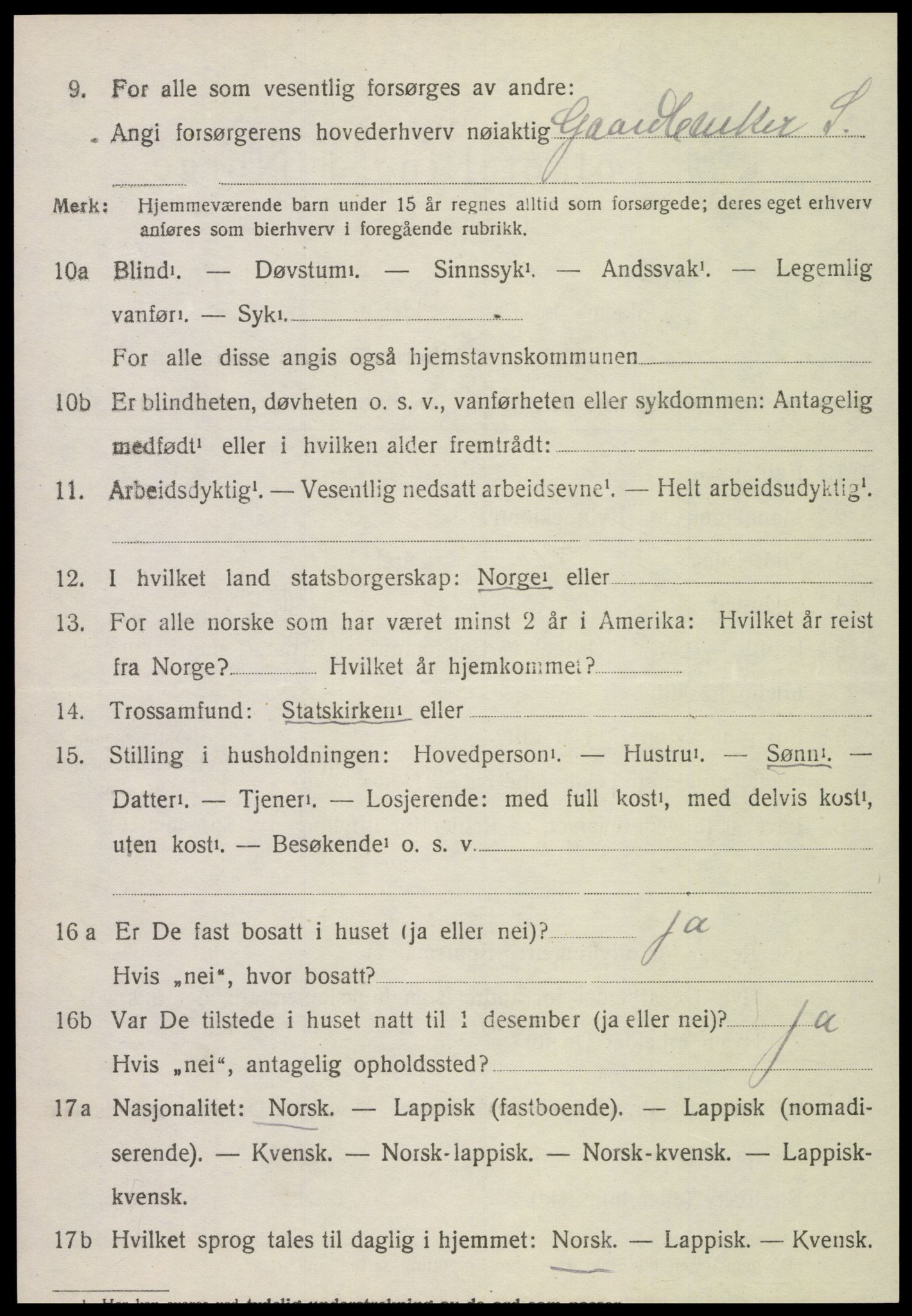 SAT, 1920 census for Kvam, 1920, p. 1576