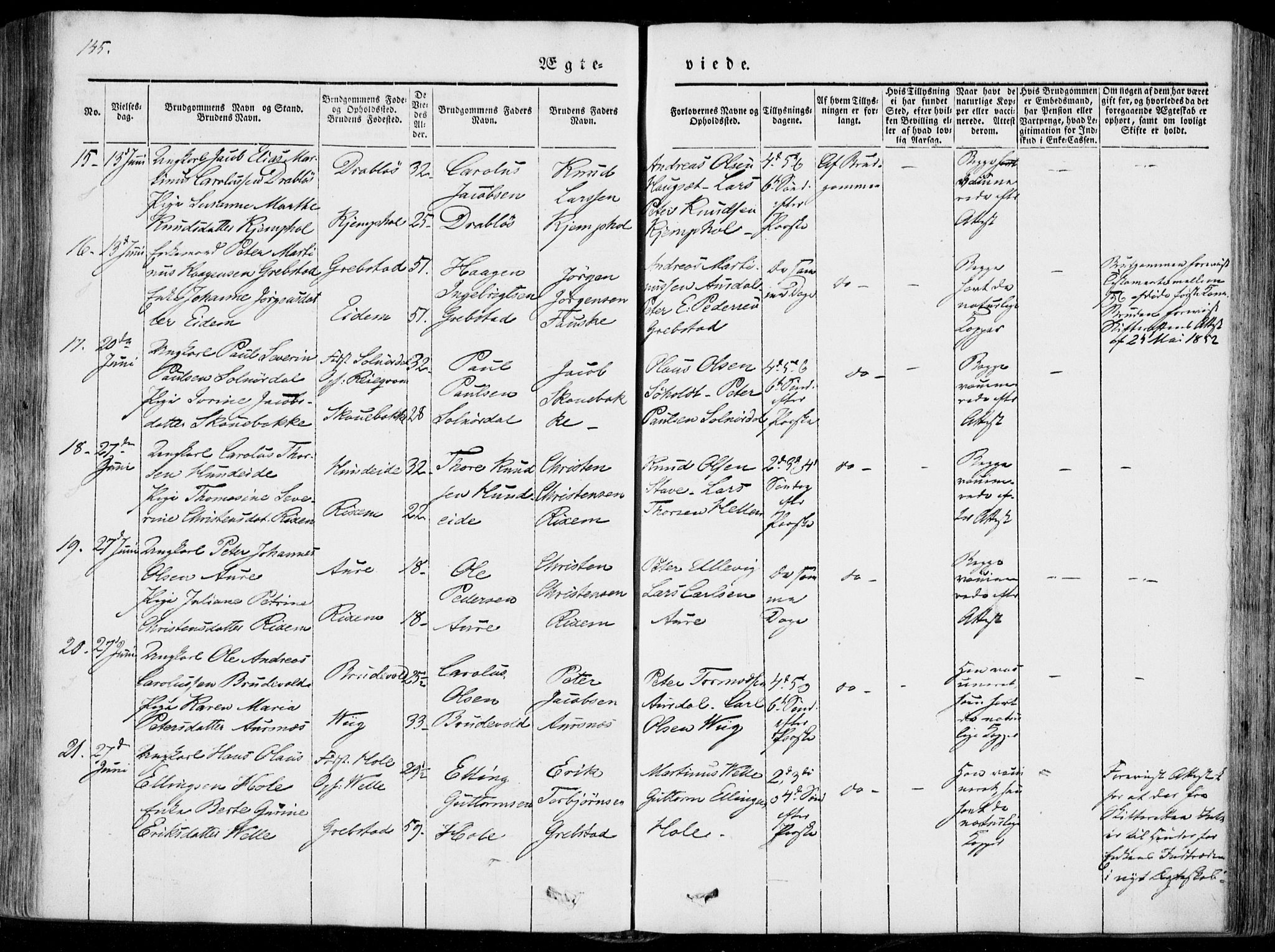 Ministerialprotokoller, klokkerbøker og fødselsregistre - Møre og Romsdal, AV/SAT-A-1454/522/L0313: Parish register (official) no. 522A08, 1852-1862, p. 145