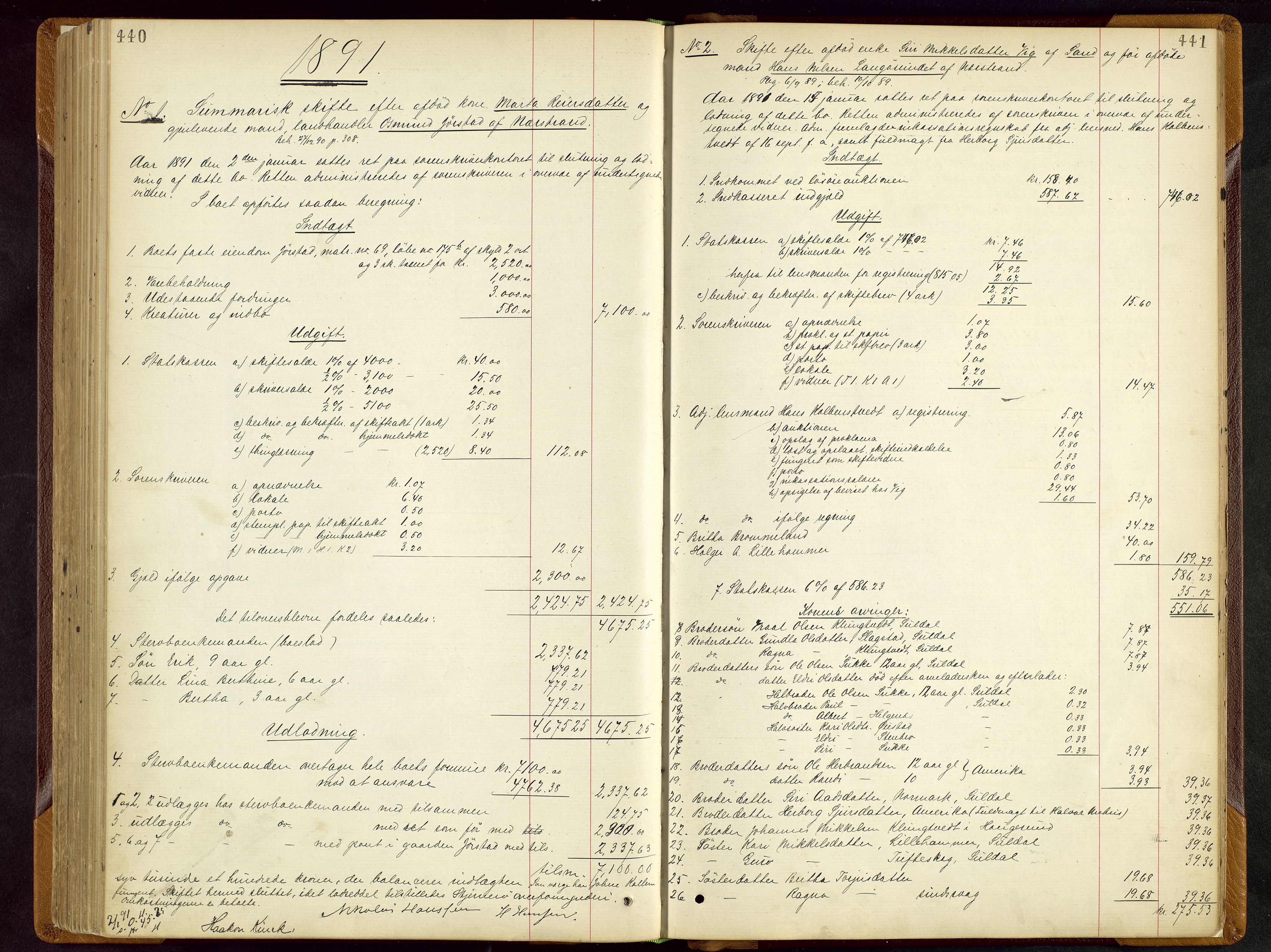 Ryfylke tingrett, AV/SAST-A-100055/001/IV/IVD/L0028: Skifteprotokoll, register i protokollen, 1885-1893, p. 440-441