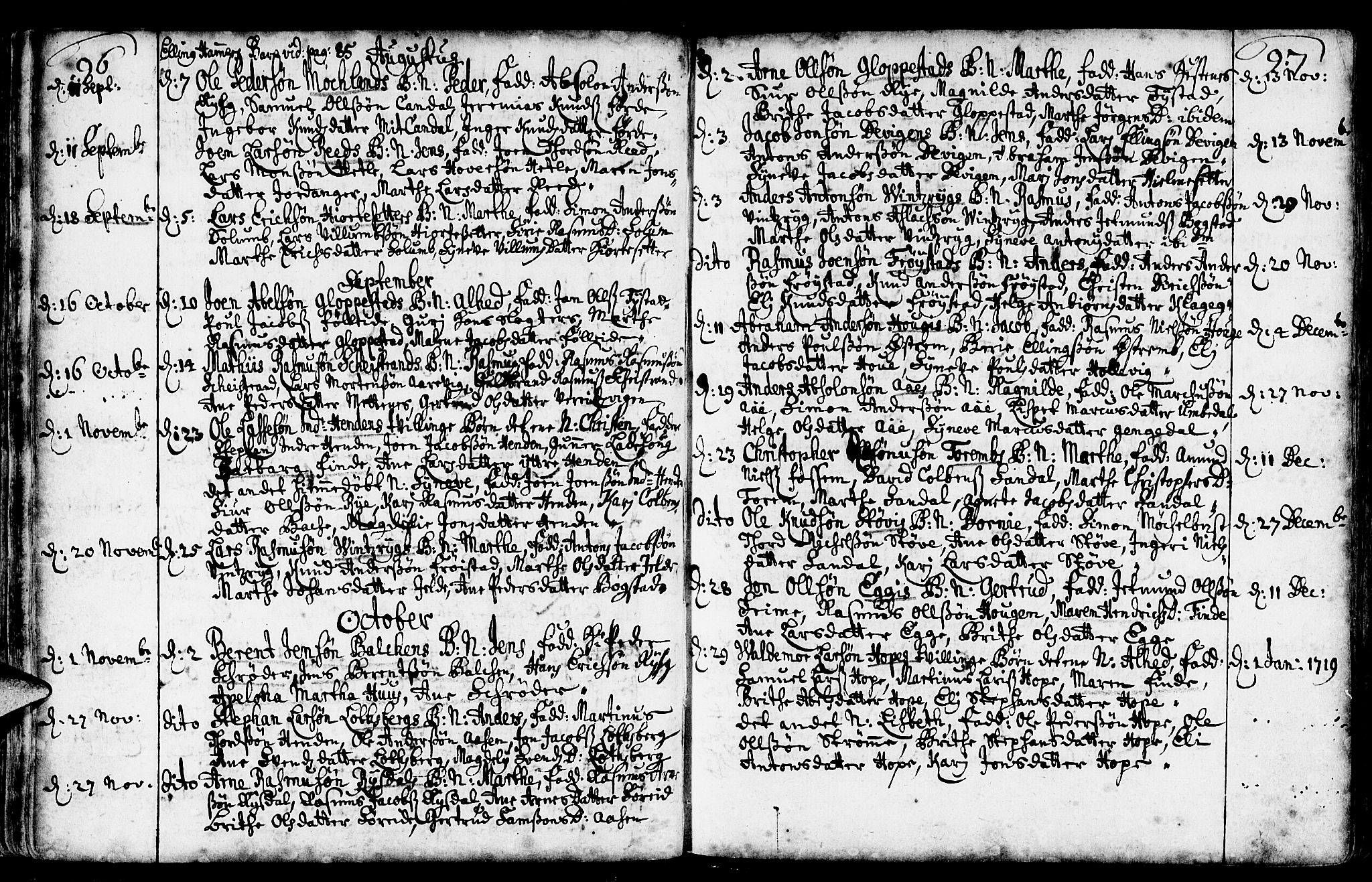 Gloppen sokneprestembete, AV/SAB-A-80101/H/Haa/Haaa/L0002: Parish register (official) no. A 2, 1712-1735, p. 96-97