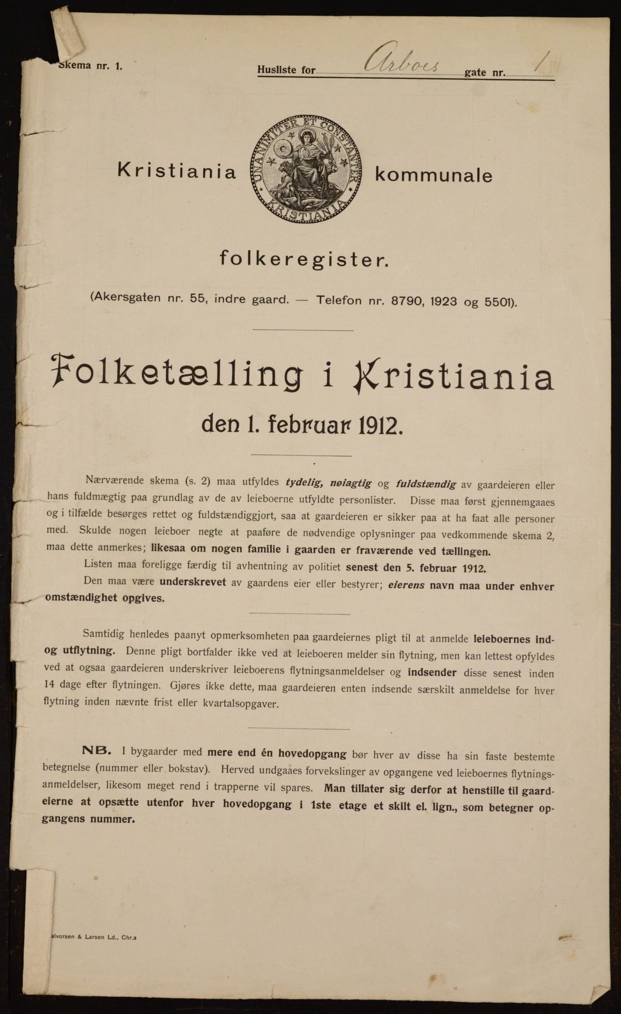 OBA, Municipal Census 1912 for Kristiania, 1912, p. 1624