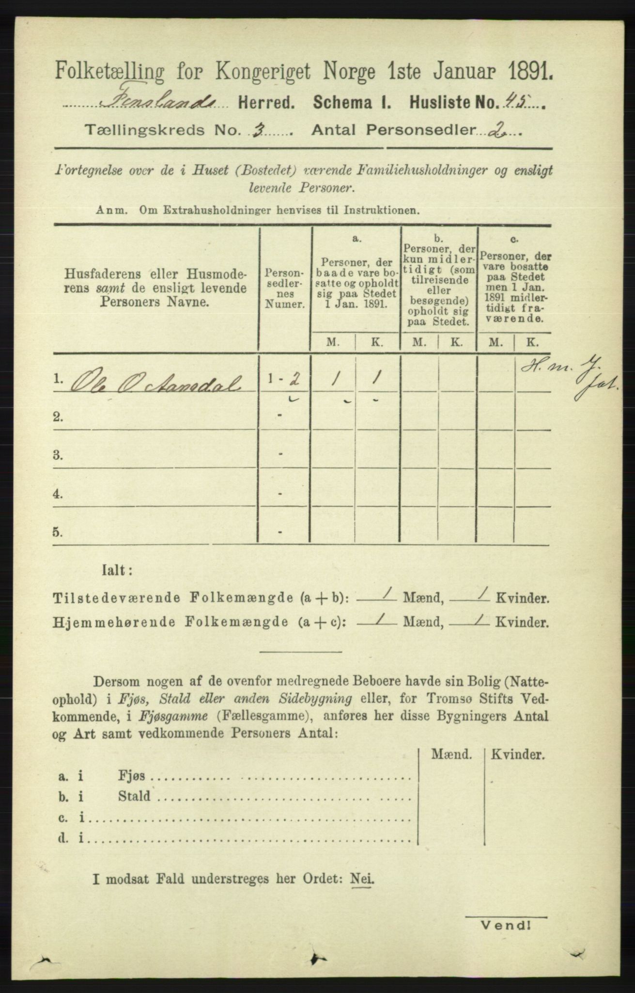 RA, 1891 census for 1023 Finsland, 1891, p. 767