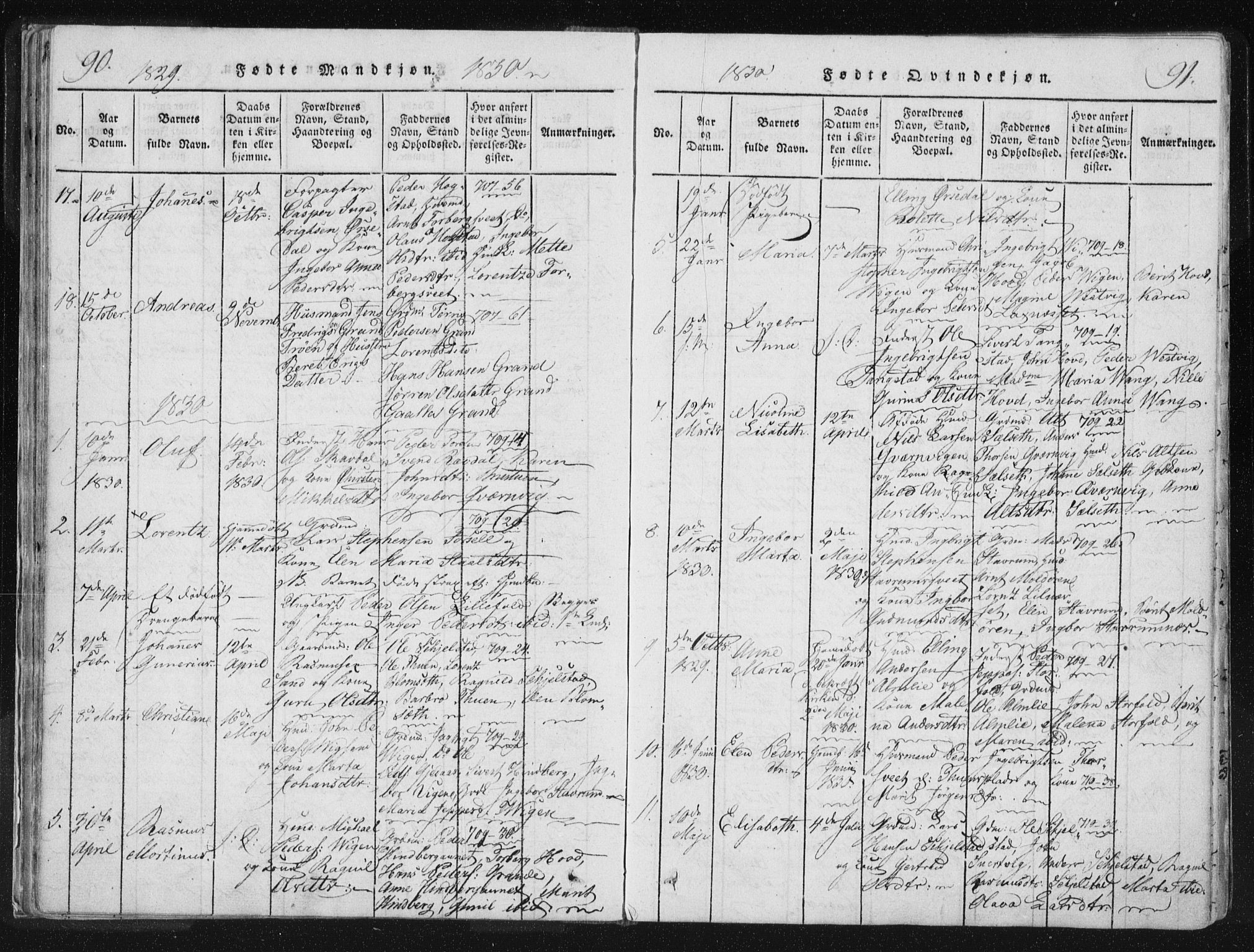 Ministerialprotokoller, klokkerbøker og fødselsregistre - Nord-Trøndelag, SAT/A-1458/744/L0417: Parish register (official) no. 744A01, 1817-1842, p. 90-91
