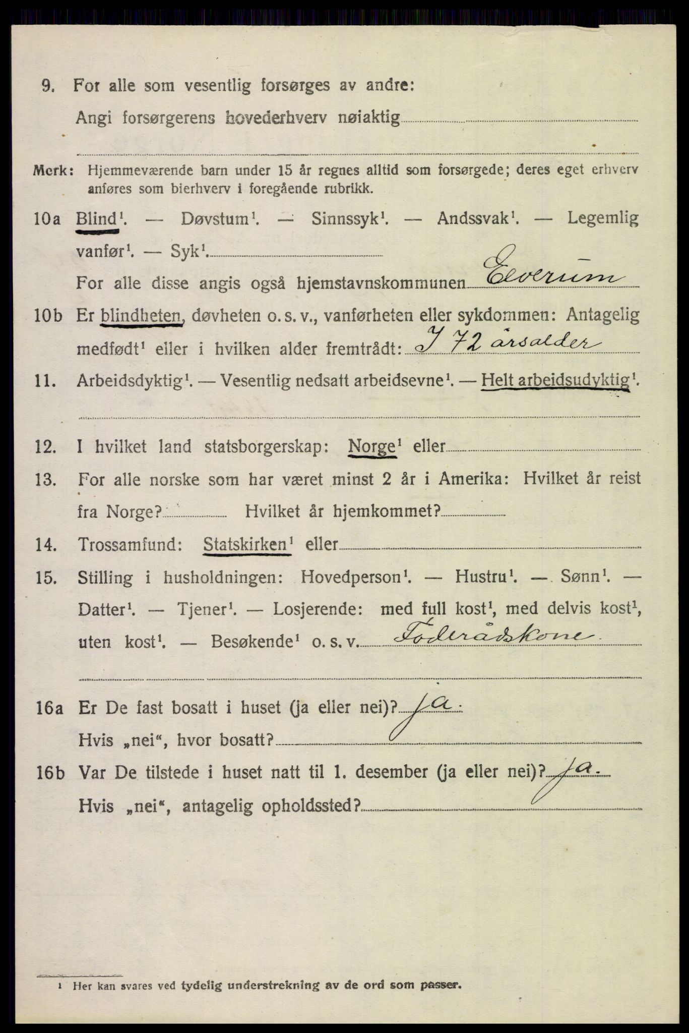 SAH, 1920 census for Elverum, 1920, p. 25729