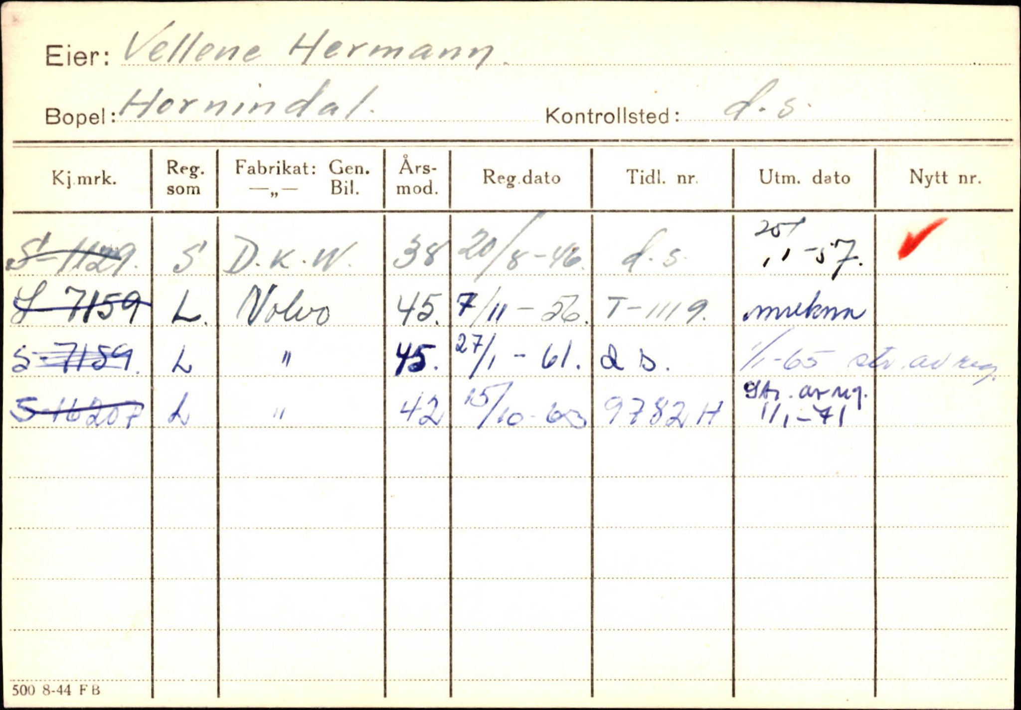 Statens vegvesen, Sogn og Fjordane vegkontor, SAB/A-5301/4/F/L0131: Eigarregister Høyanger P-Å. Stryn S-Å, 1945-1975, p. 2272