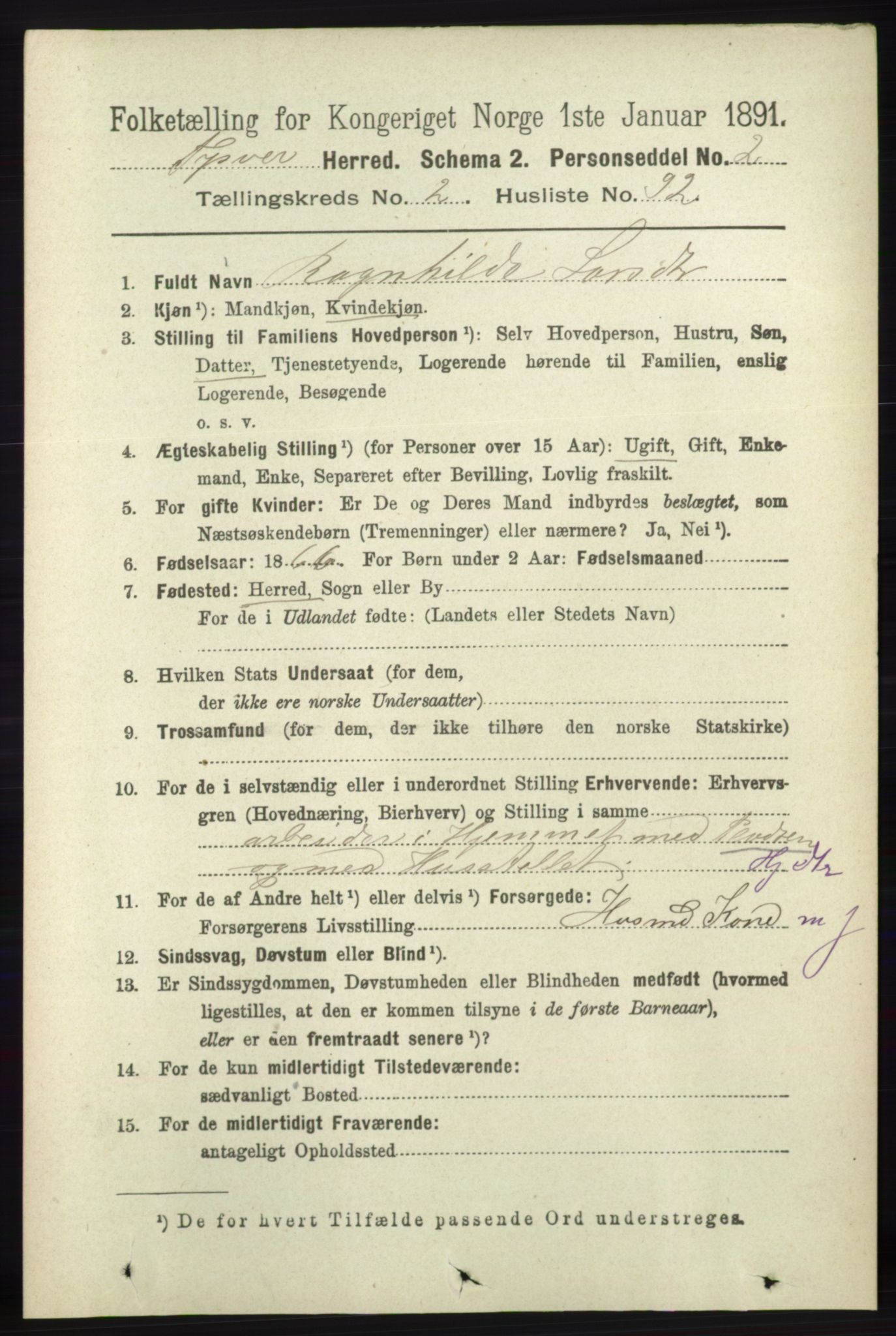 RA, 1891 census for 1146 Tysvær, 1891, p. 1173