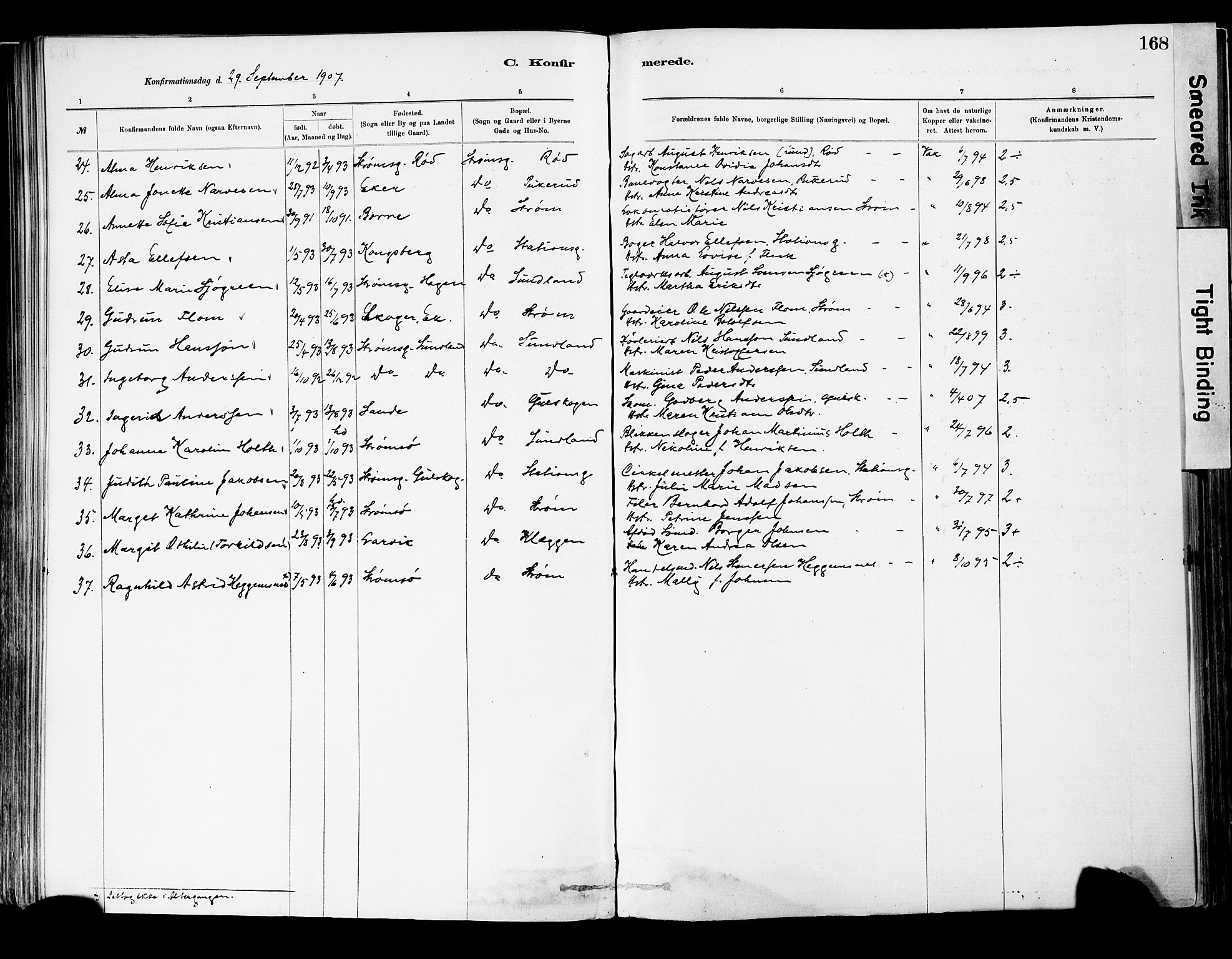 Strømsgodset kirkebøker, AV/SAKO-A-324/F/Fa/L0001: Parish register (official) no. 1, 1885-1909, p. 168