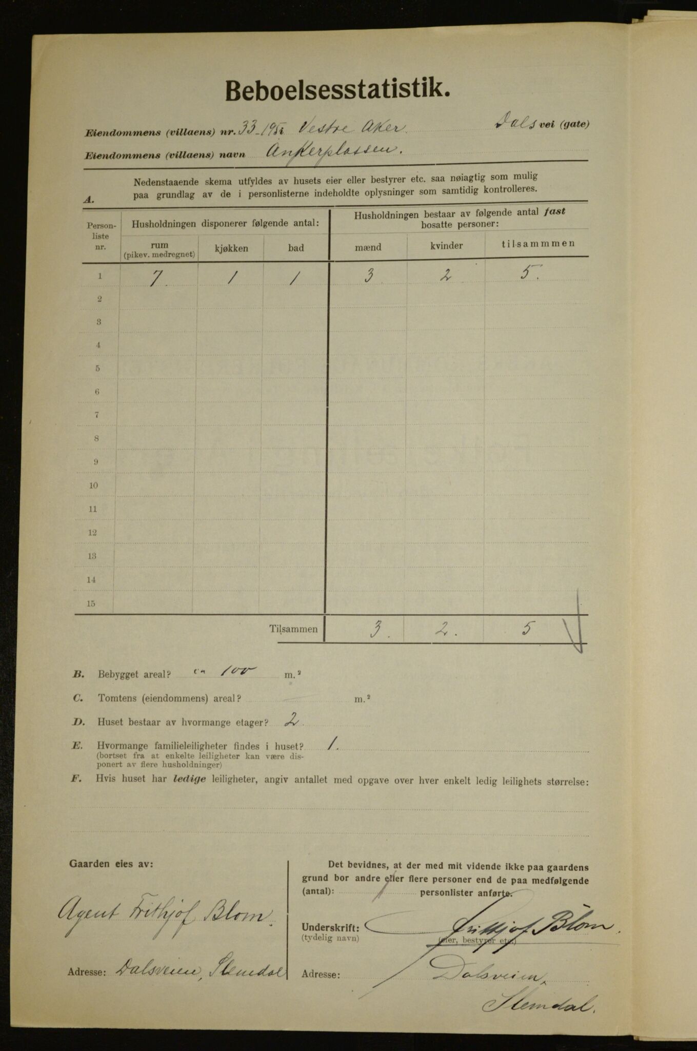 , Municipal Census 1923 for Aker, 1923, p. 8855