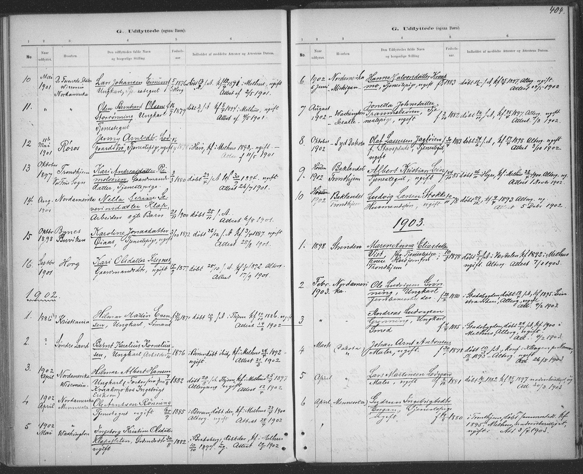 Ministerialprotokoller, klokkerbøker og fødselsregistre - Sør-Trøndelag, SAT/A-1456/691/L1085: Parish register (official) no. 691A17, 1887-1908, p. 404