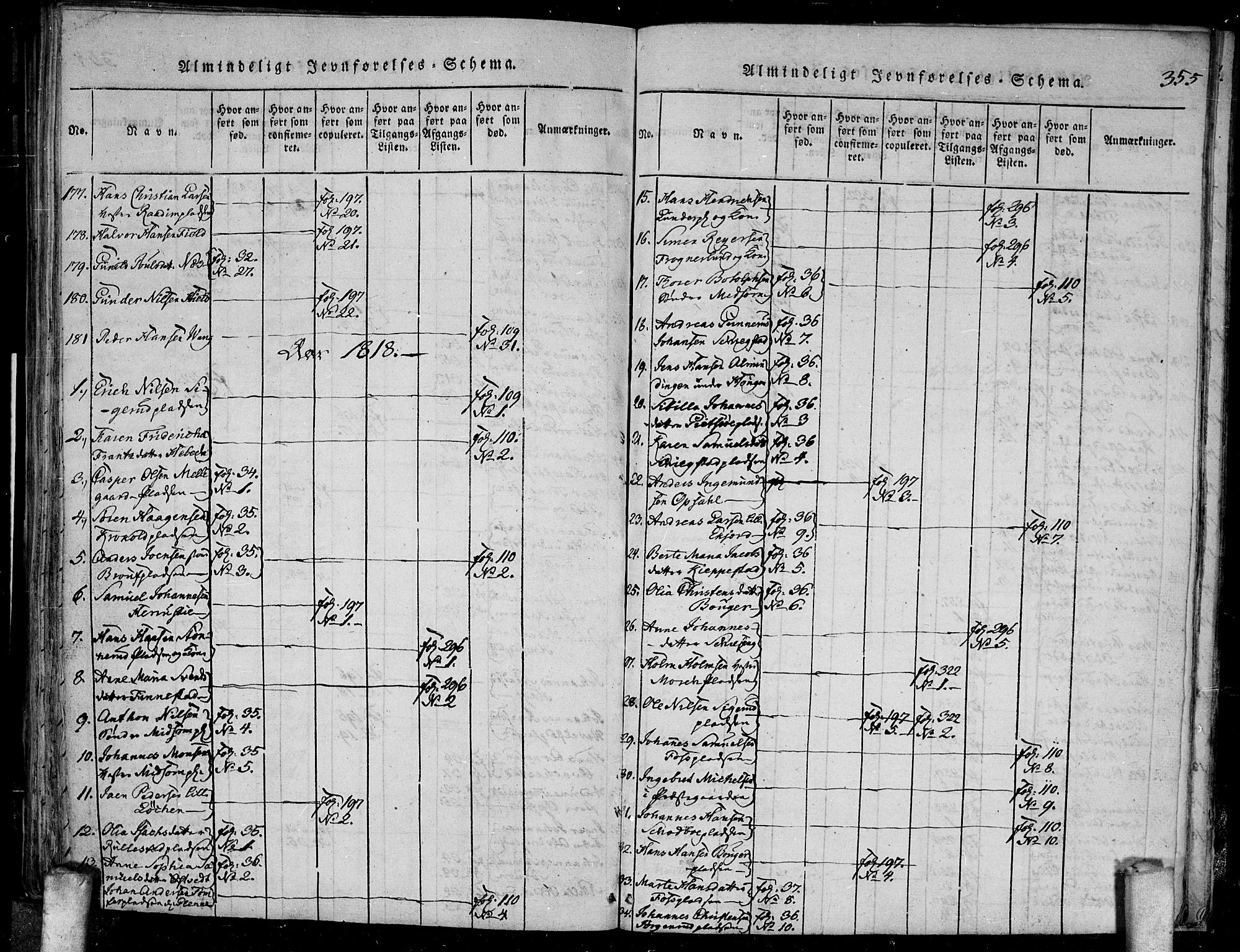 Kråkstad prestekontor Kirkebøker, SAO/A-10125a/F/Fa/L0003: Parish register (official) no. I 3, 1813-1824, p. 355